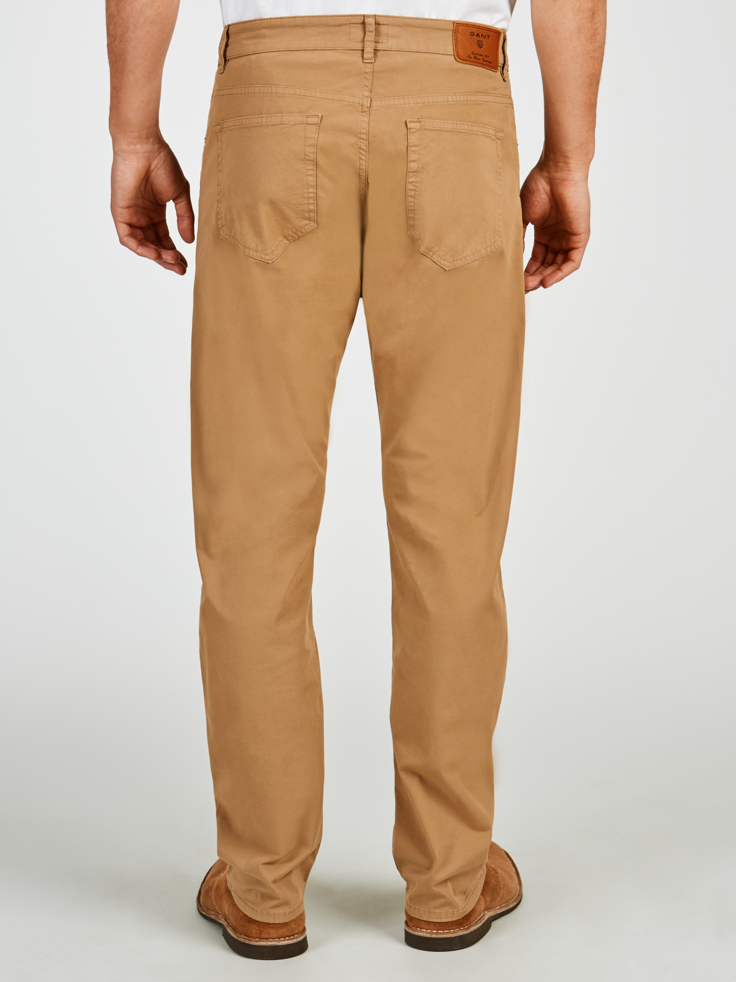 GANT Jason Comfort Fit Cotton Poplin Trousers in Brown for Men - Lyst