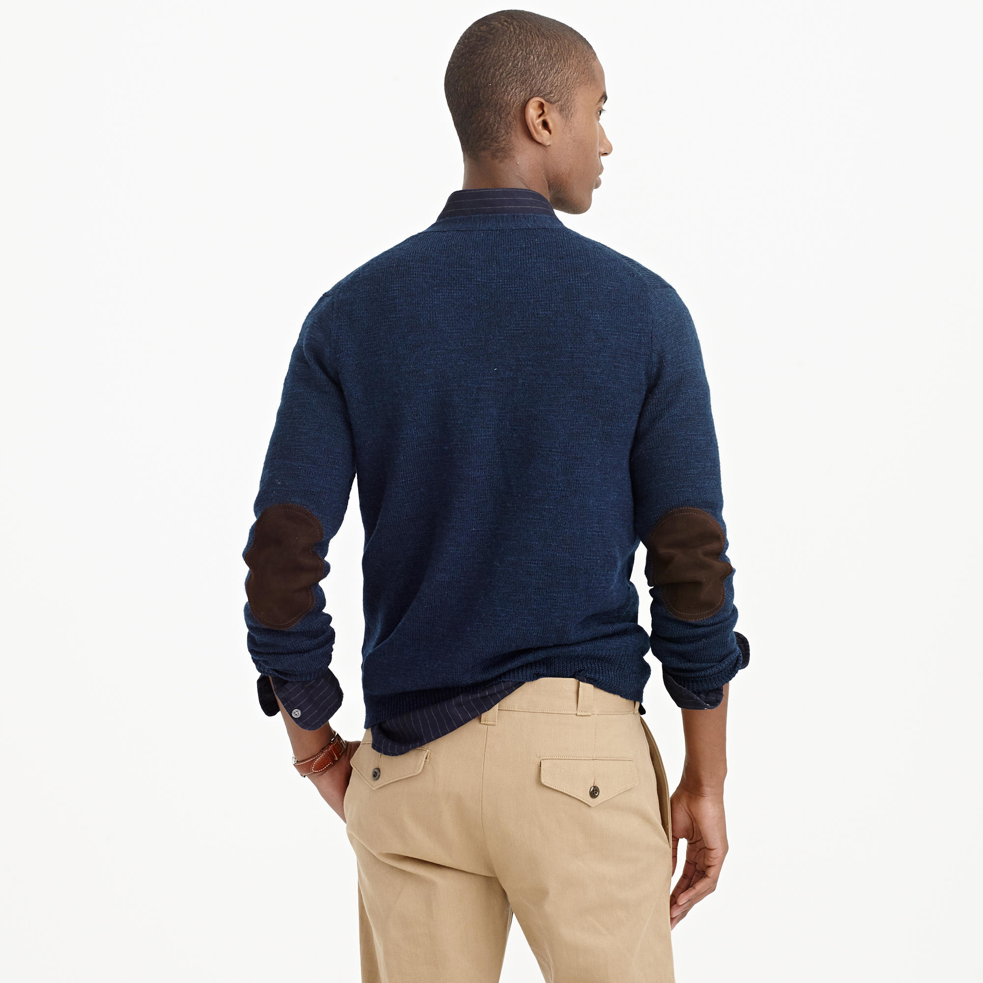J.crew Slim Rustic Merino Elbowpatch Cardigan Sweater in Blue for Men