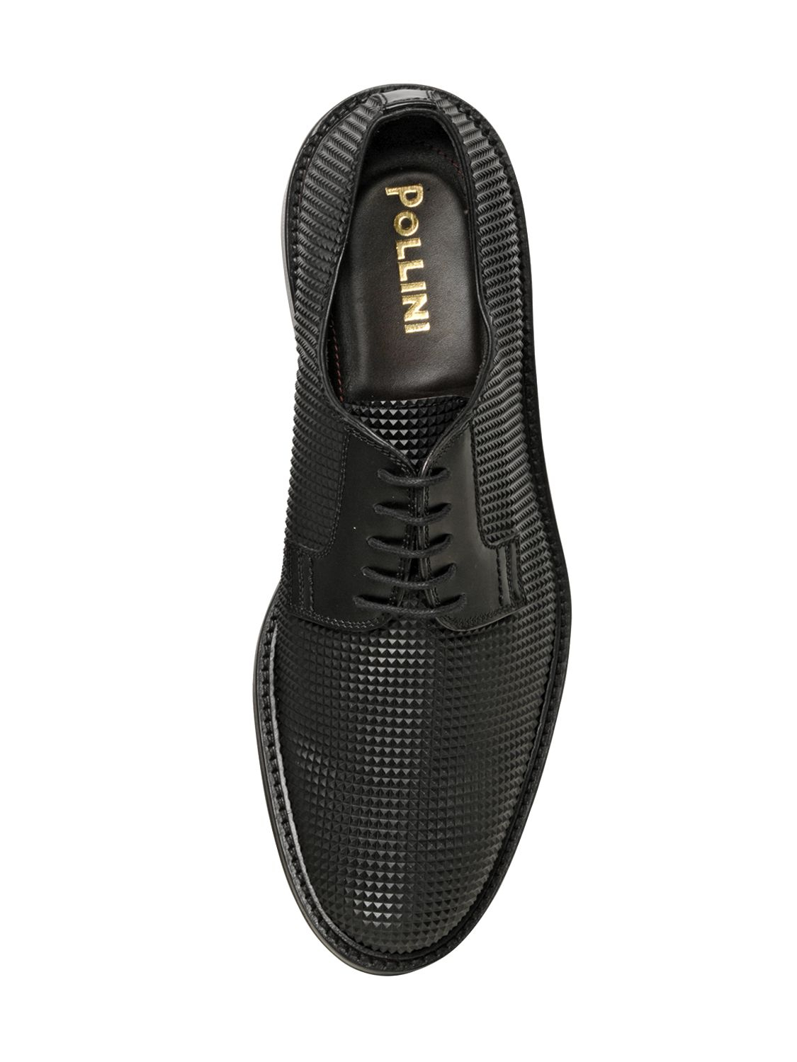 Pollini Embossed Rubber \u0026 Leather Derby Shoes in Black for Men - Lyst