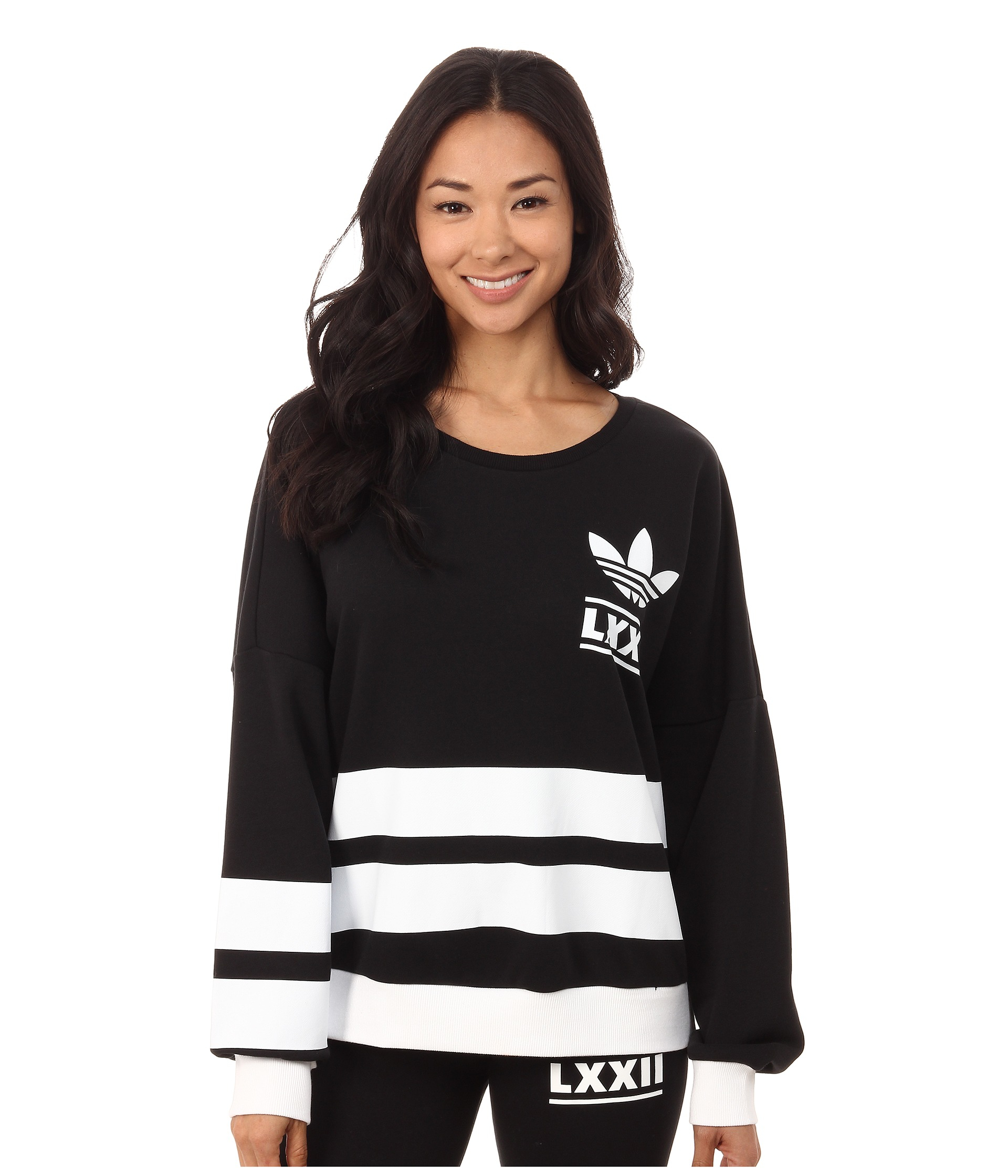 adidas Originals Berlin Logo 3-stripes Crew Sweater in Black/White