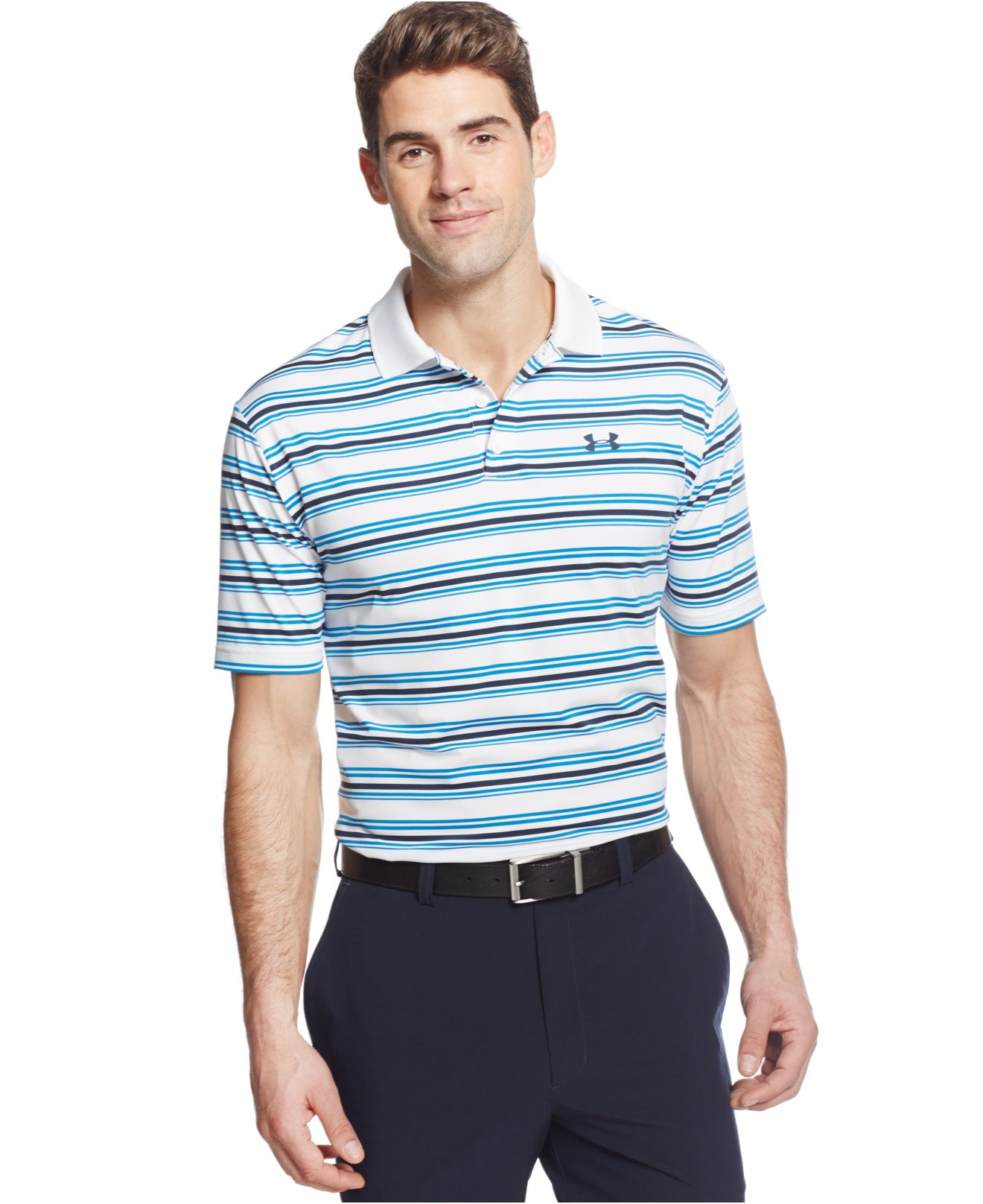 Lyst - Under Armour Clubhouse Striped Golf Polo in Blue for Men