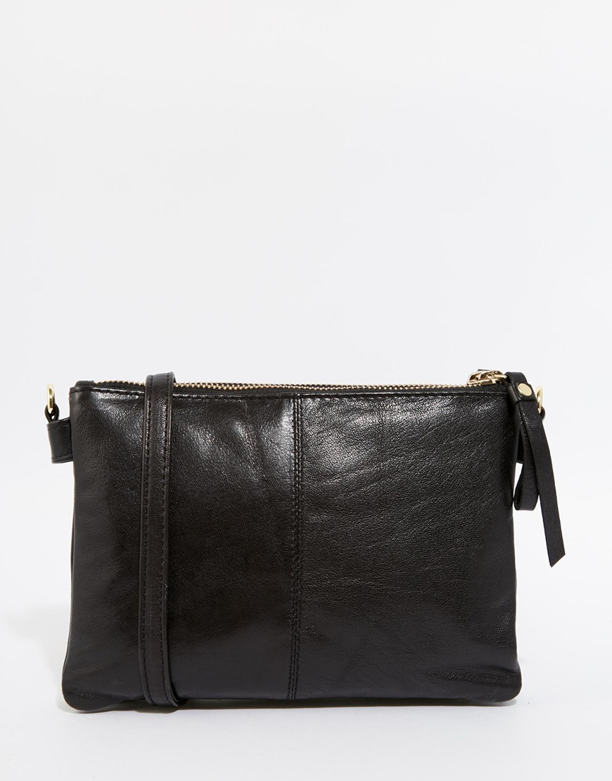 Oasis Real Leather Cross Body Bag in Black - Lyst