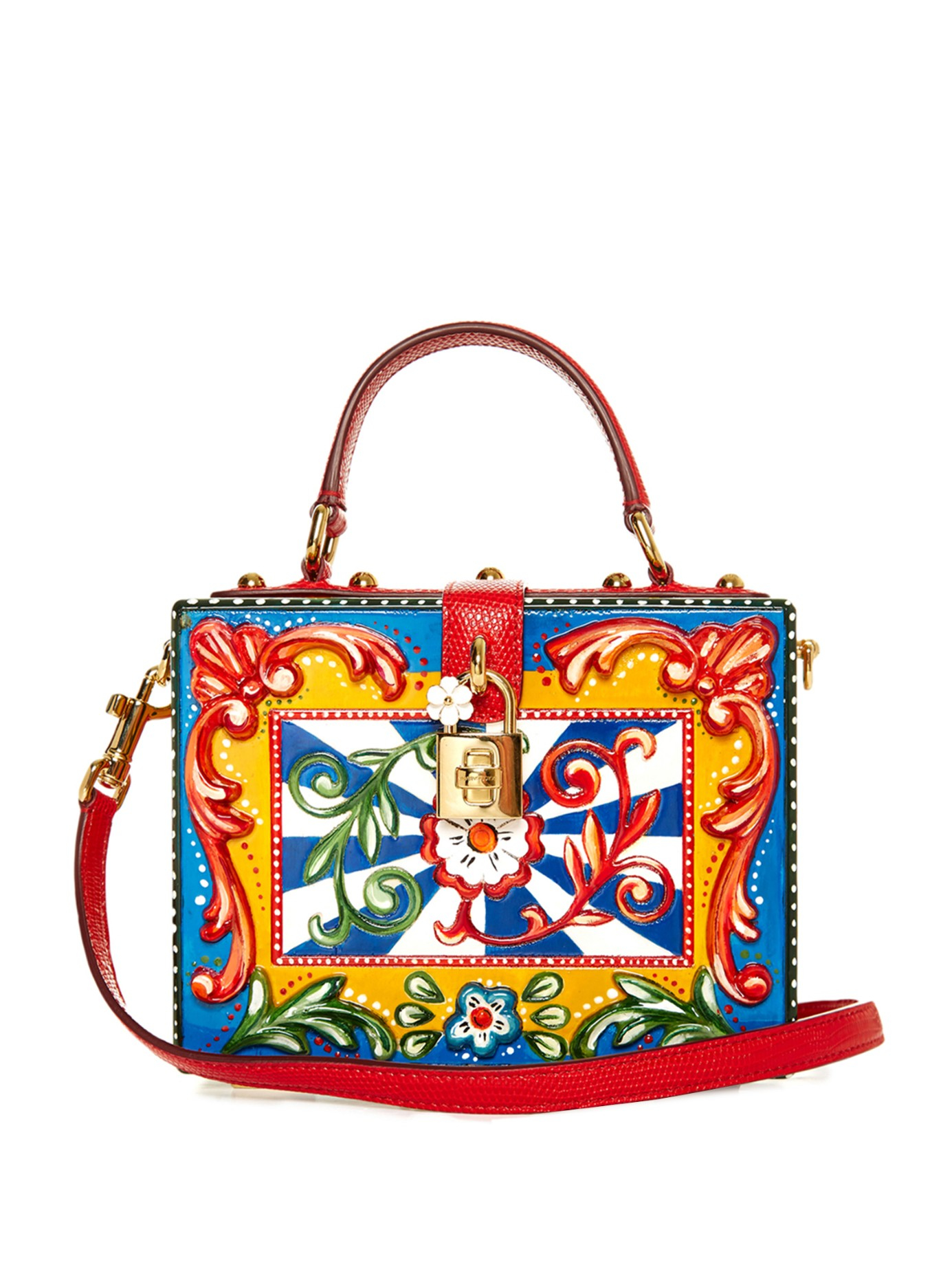 Dolce & Gabbana Dolce Hand-painted Floral-print Box Bag in Blue | Lyst