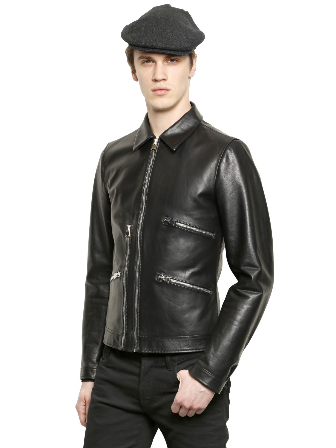Lyst Dolce Gabbana Multi Zip Bull Leather Jacket In Black For Men Gallery