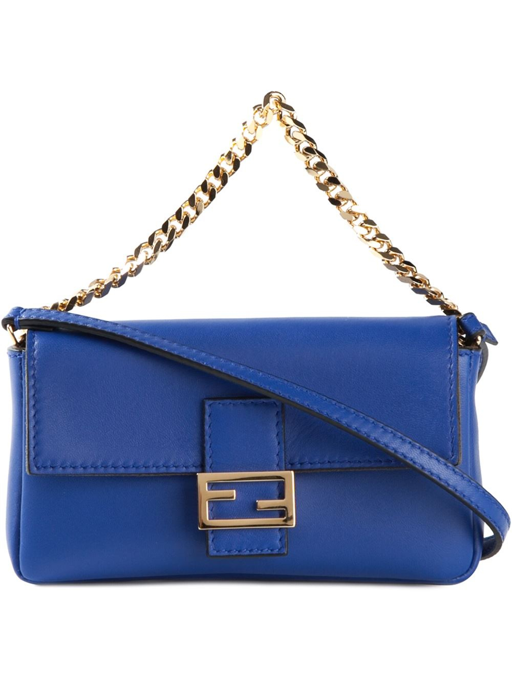 Fendi Leather Micro 'baguette' Shoulder Bag in Blue - Lyst