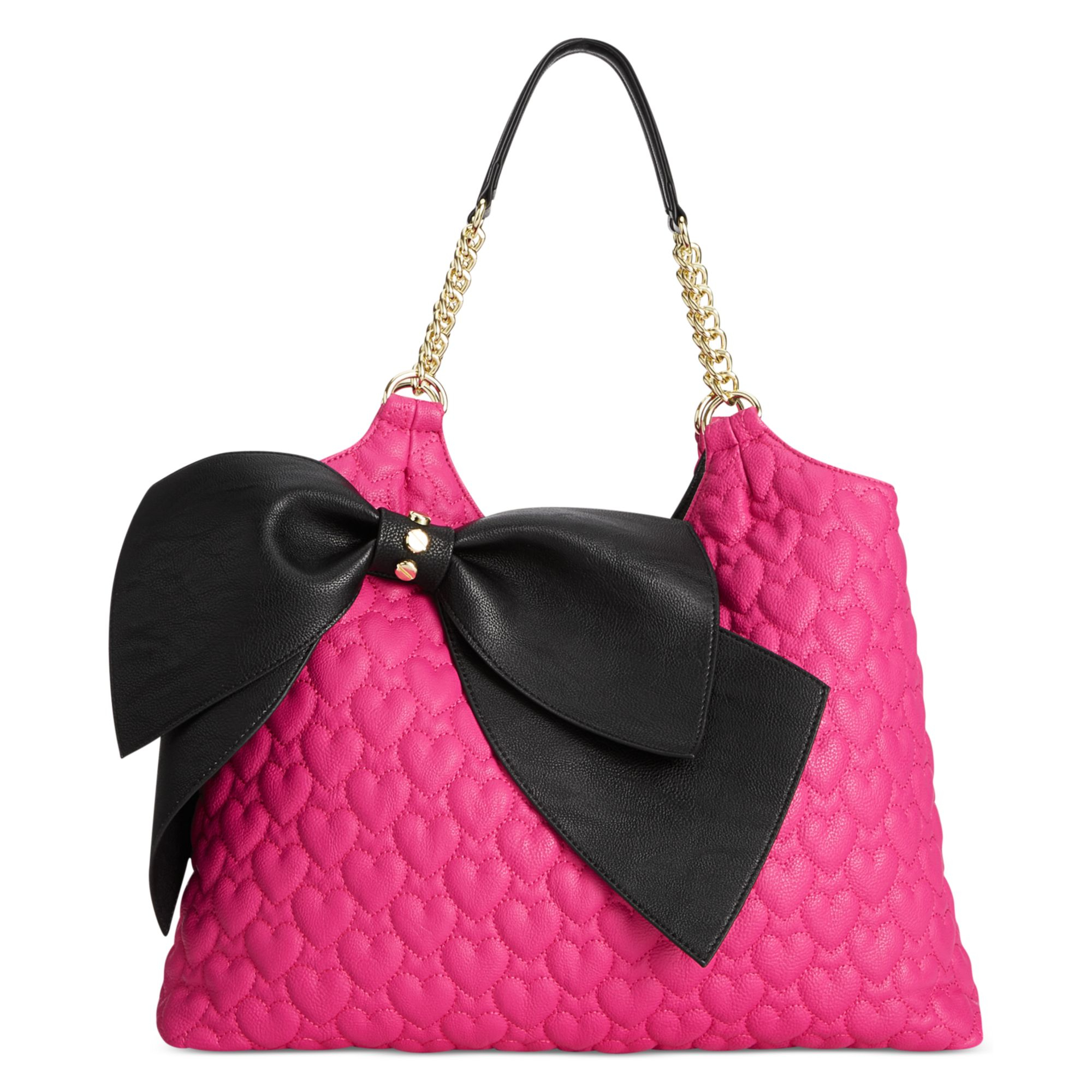 Betsey Johnson Big Bow Tote in Black (Pink Quilted) | Lyst
