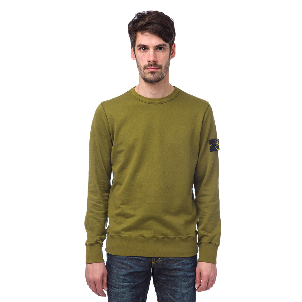 Stone Island Garment Dyed Lightweight Crew Sweat In Olive in Green for Men  - Lyst