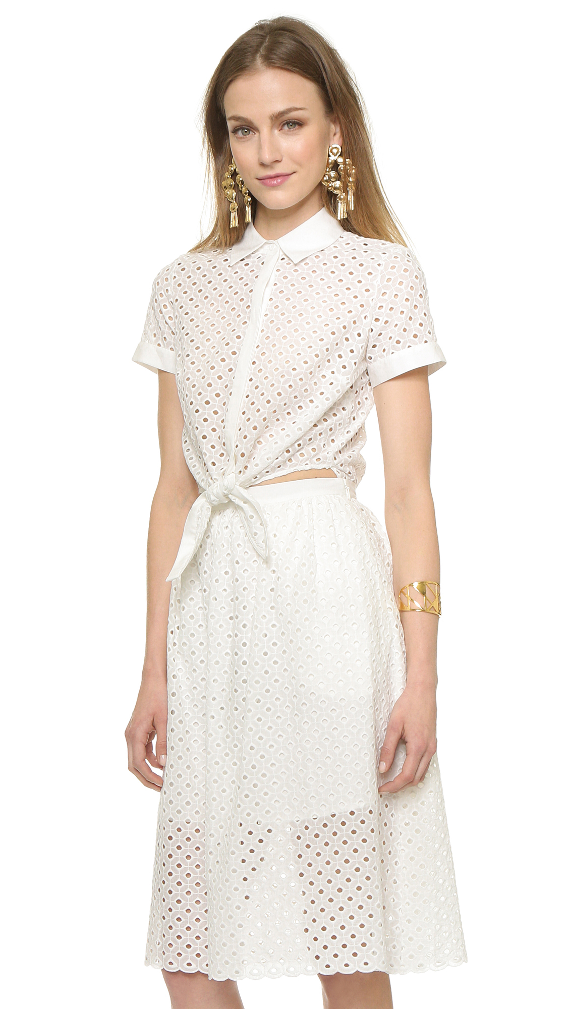 Lyst Cynthia Rowley Cutout Eyelet Dress White In Gallery