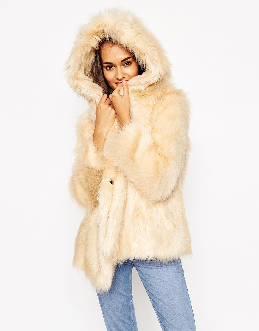 oversized faux fur hooded jacket