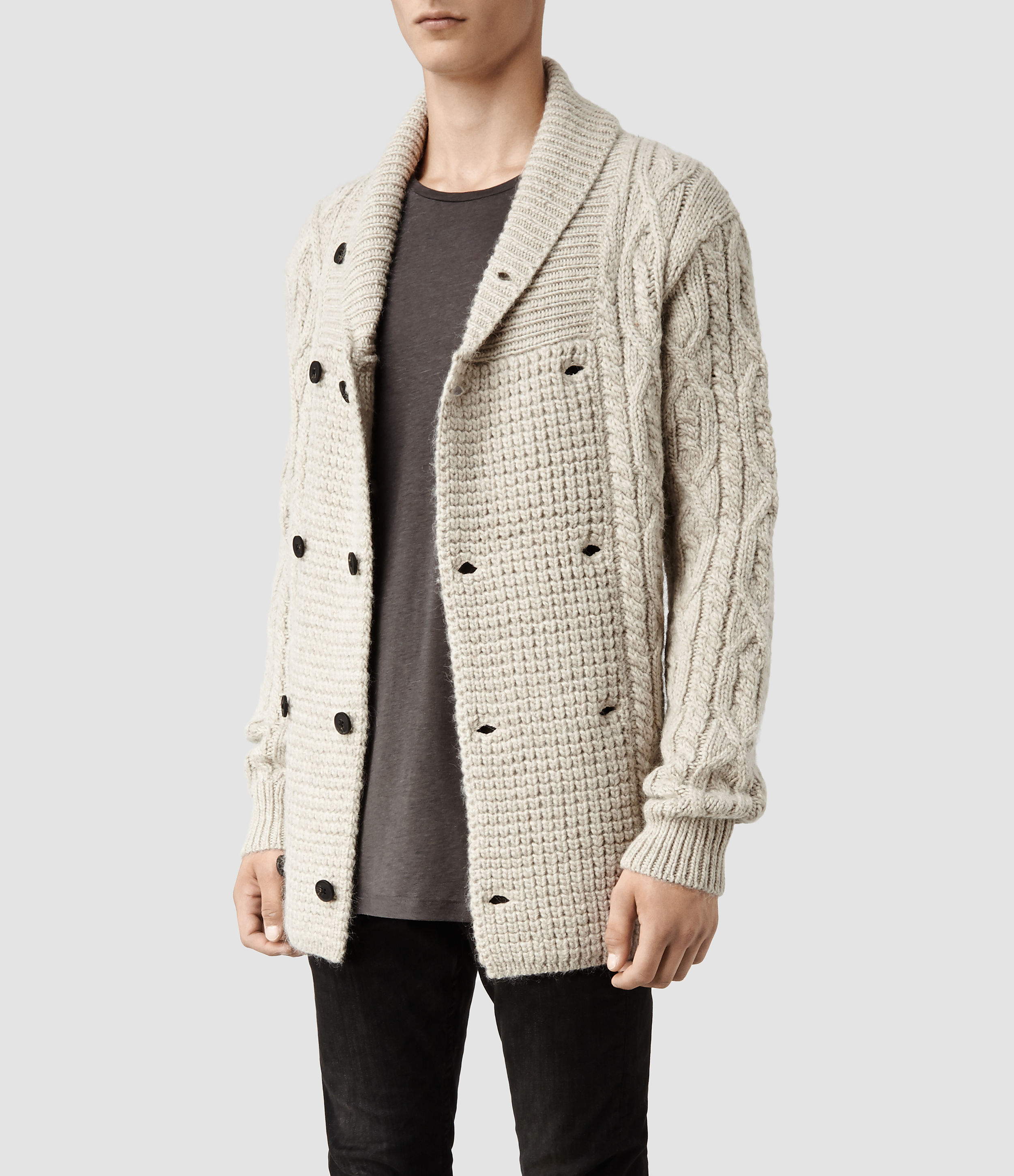 AllSaints Lennith Cardigan in Natural for Men Lyst