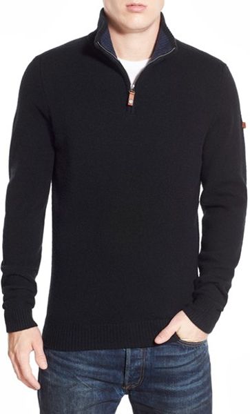 Ben sherman Regular Fit Half Zip Sweater in Black for Men (JET BLACK)