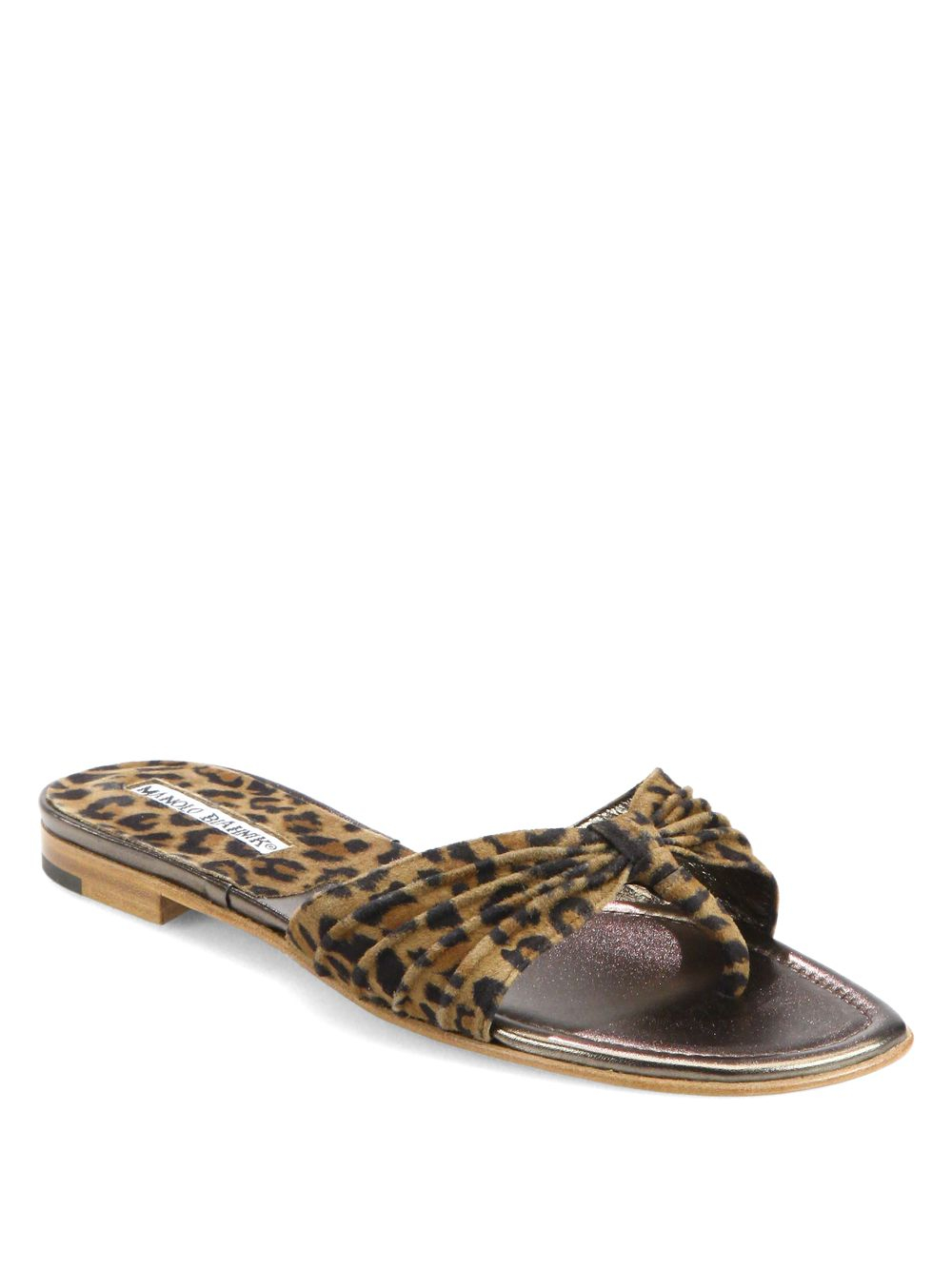 Manolo Blahnik Berna Leopard-Print Suede Thong Sandals - Lyst