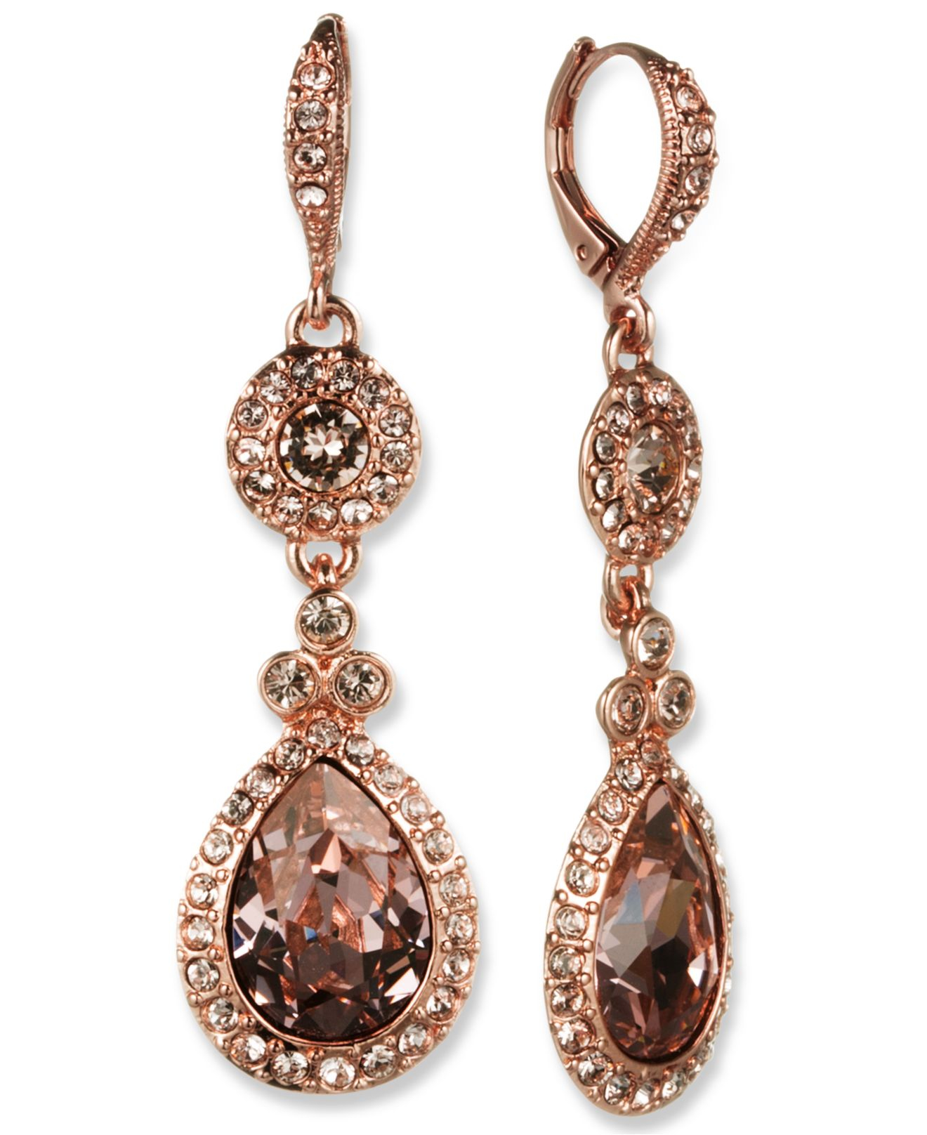 Givenchy Rose Gold-tone Swarovski Element Double Drop Earring in Pink ...