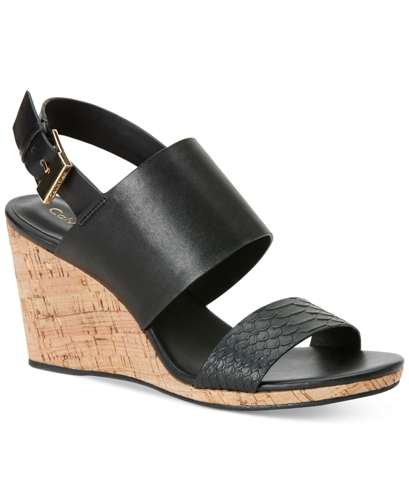 Calvin klein Women'S Bibbi Wedge Sandals - Only At Macy'S in Black | Lyst
