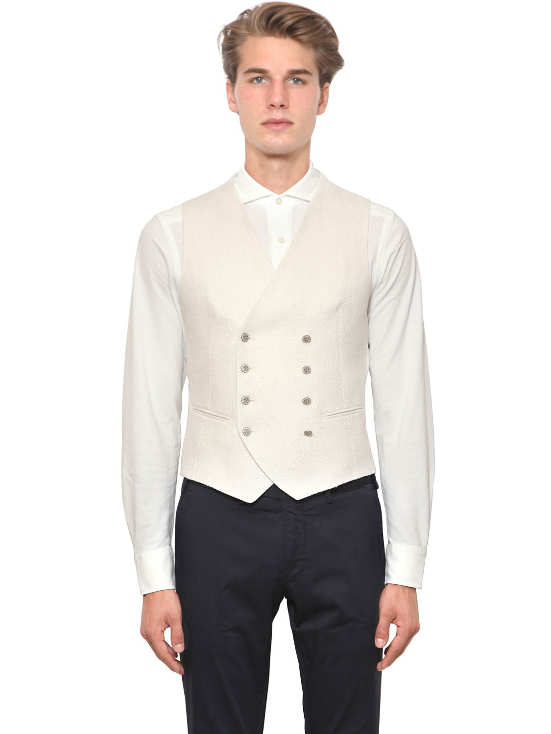 white double breasted waistcoat
