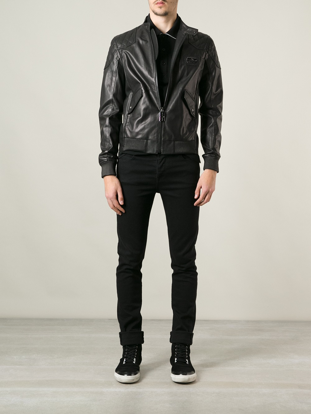 Lyst - Philipp Plein Leather Biker Jacket in Black for Men