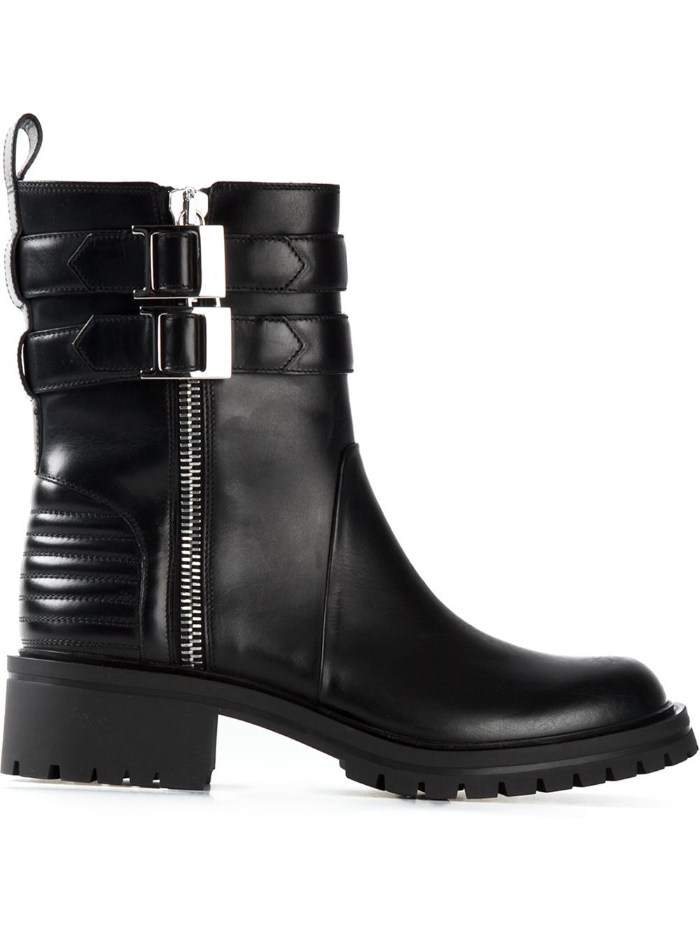 leather biker boots givenchy buckled calf leather biker boots in black lyst leather biker boots givenchy buckled calf leather biker boots in black lyst