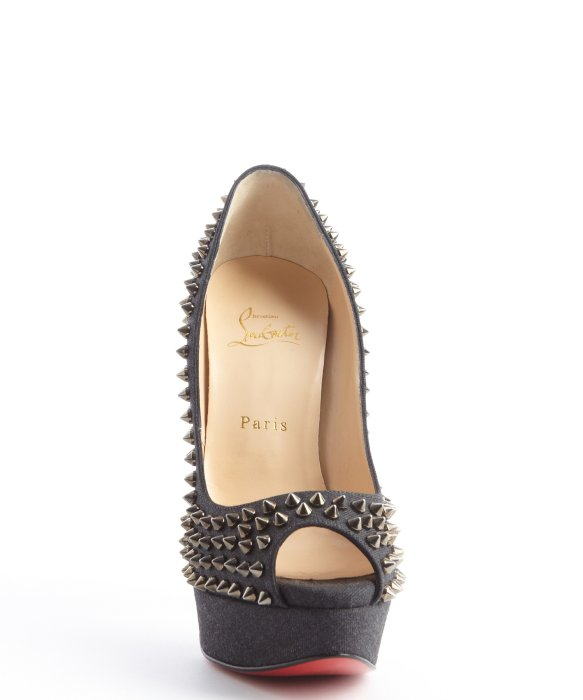 christian louboutin lady peep toe spikes 150 pumps - Obsidian ...