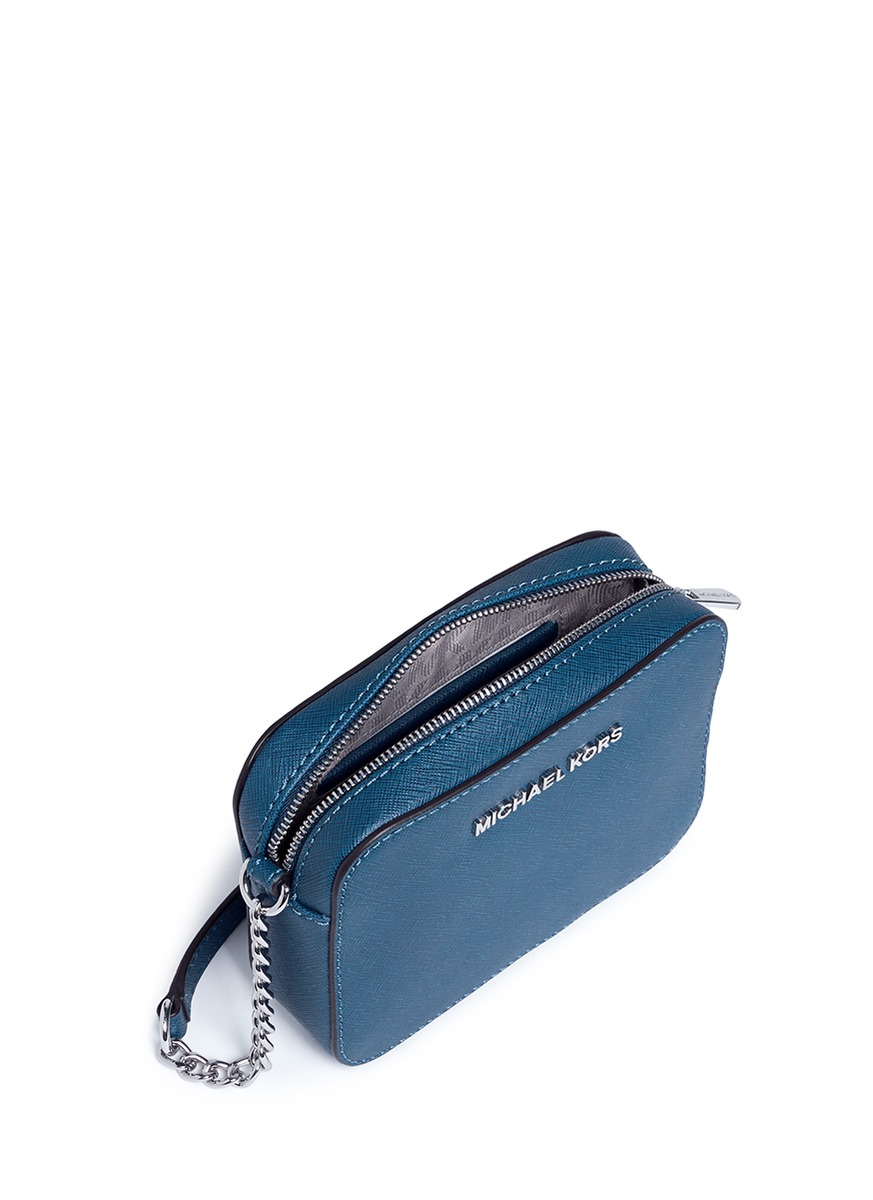 Lyst - Michael Kors &#39;jet Set Travel&#39; Saffiano Leather Crossbody Bag in Blue