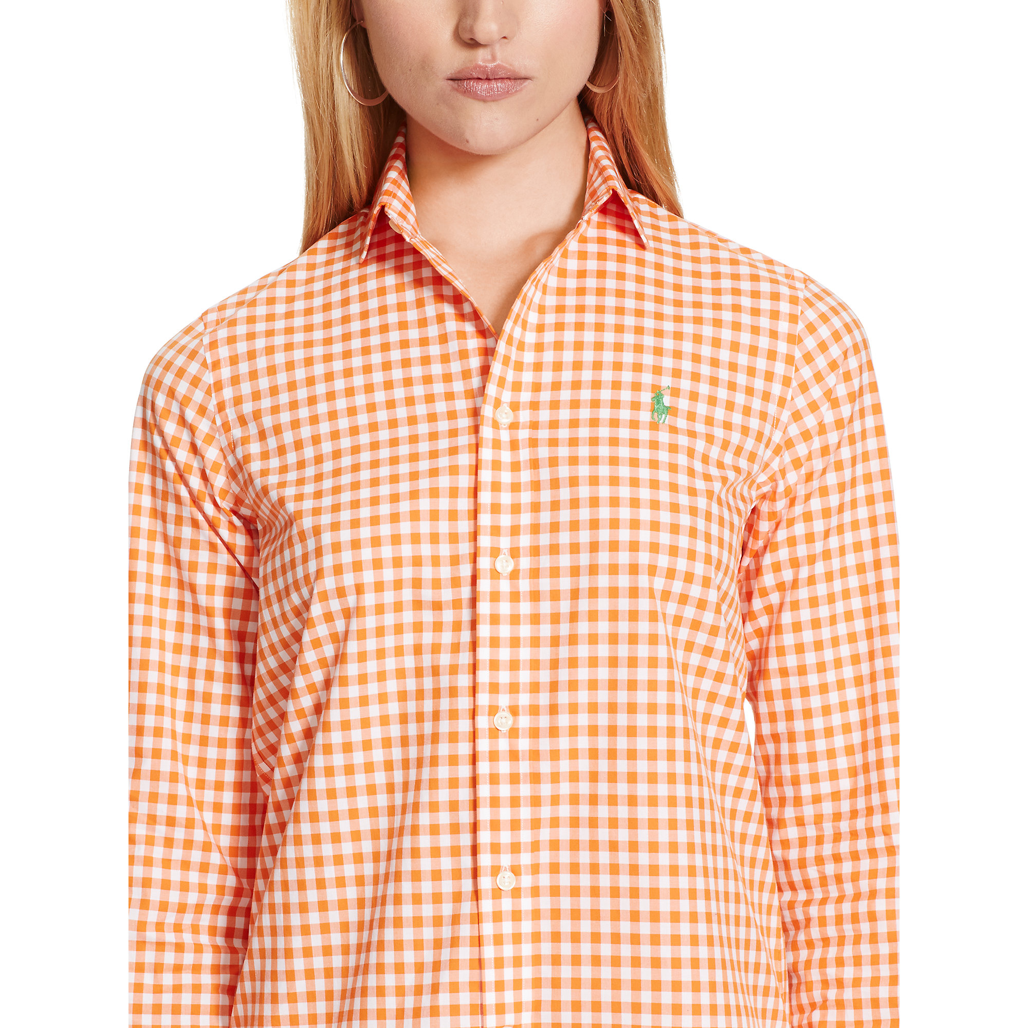 orange gingham shirt womens