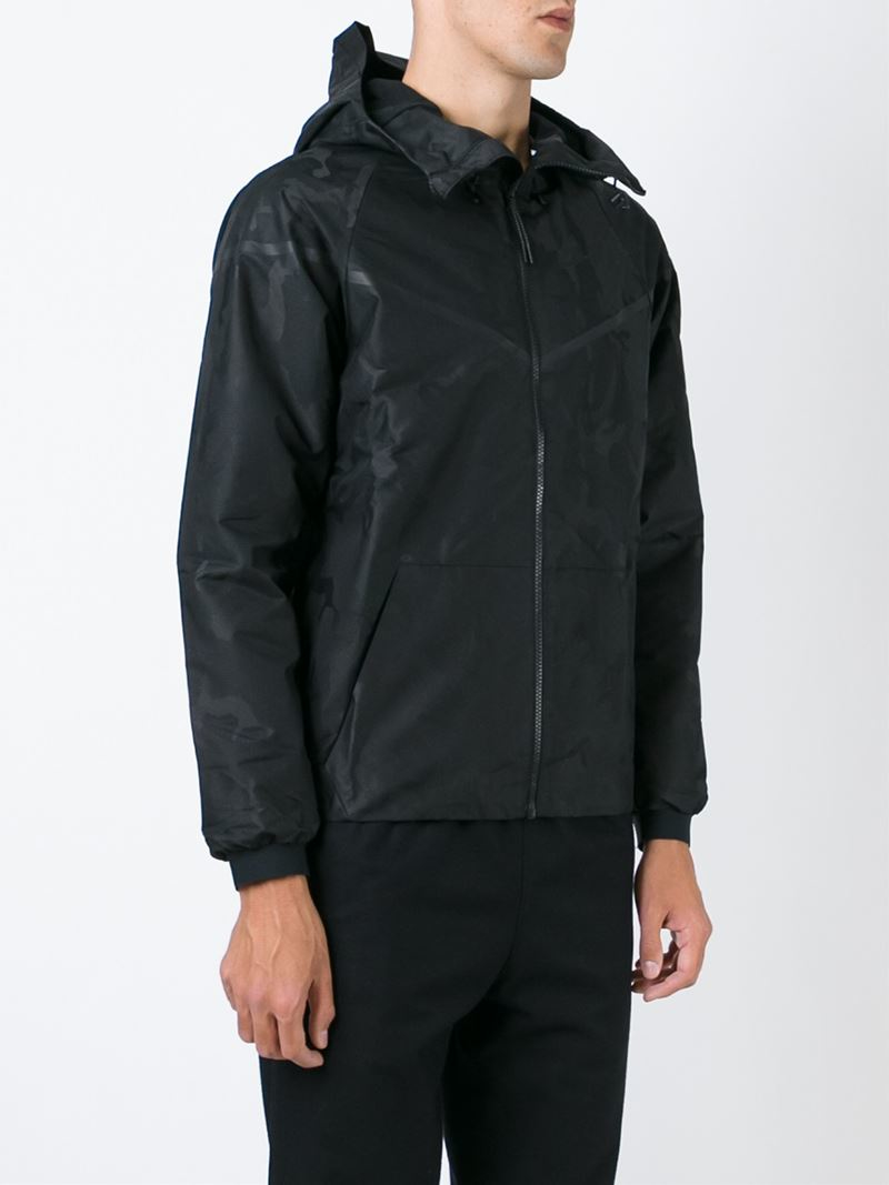 Nike Camouflage Hooded Windbreaker in Black for Men | Lyst