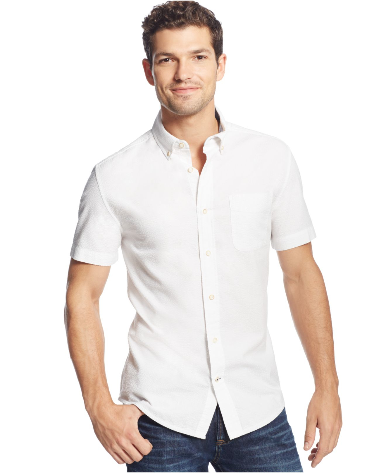Lyst - Tommy Hilfiger Big And Tall Button-down Seersucker Shirt in ...