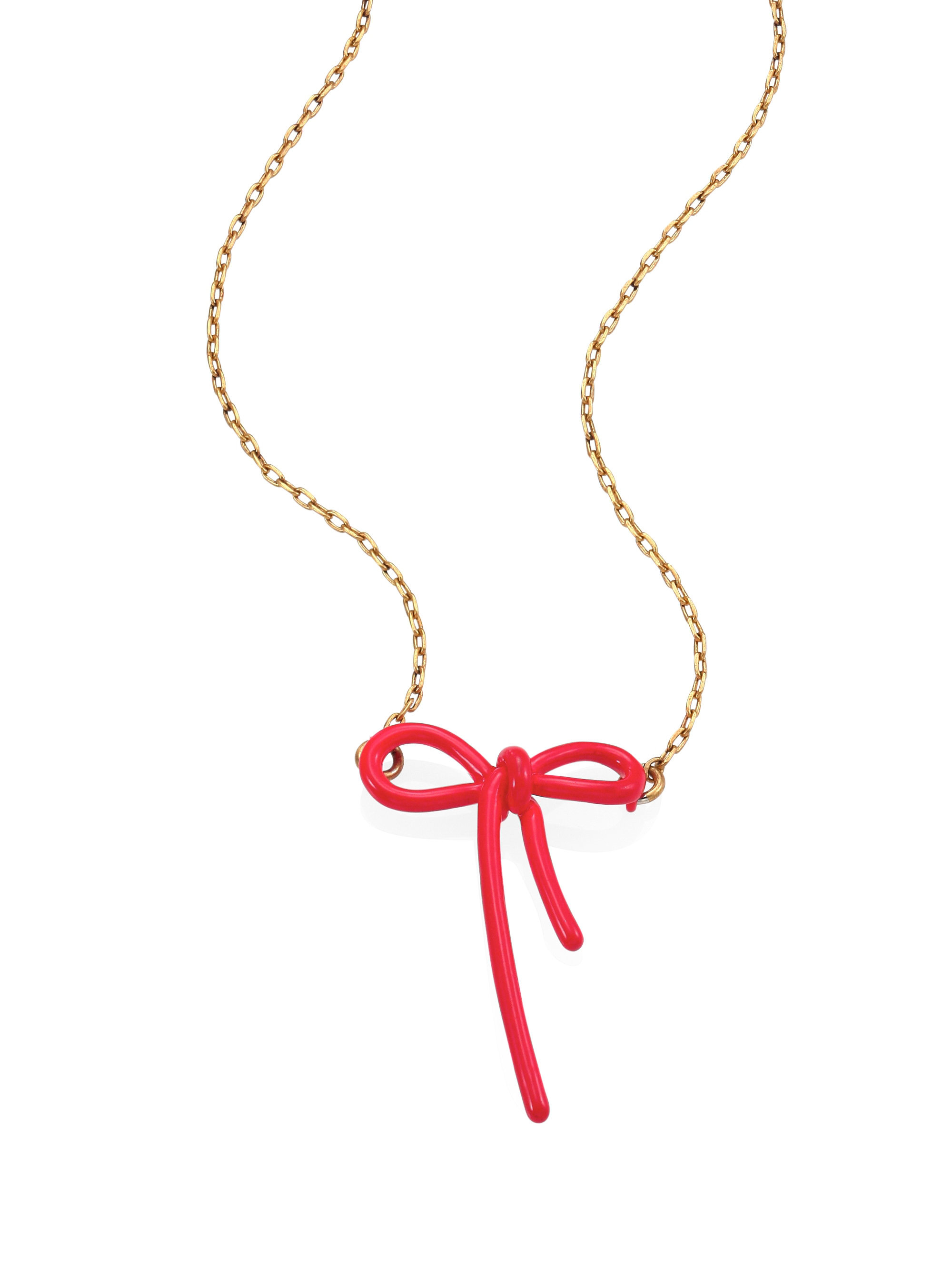 Lyst Marc Jacobs Mini Enamel Bow Pendant Necklace In Red Gallery