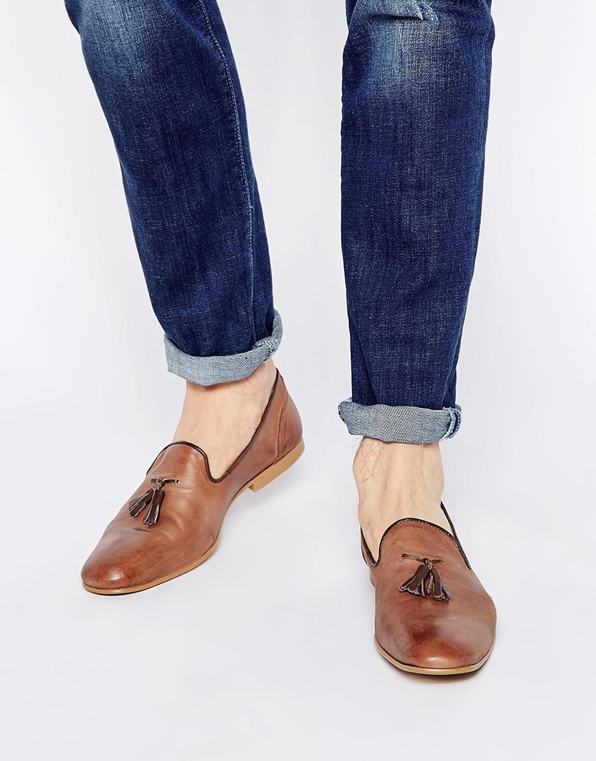 tan leather tassel loafers mens
