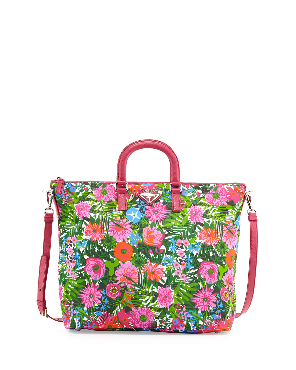 Prada Floral-Print Nylon Tote Bag - Lyst