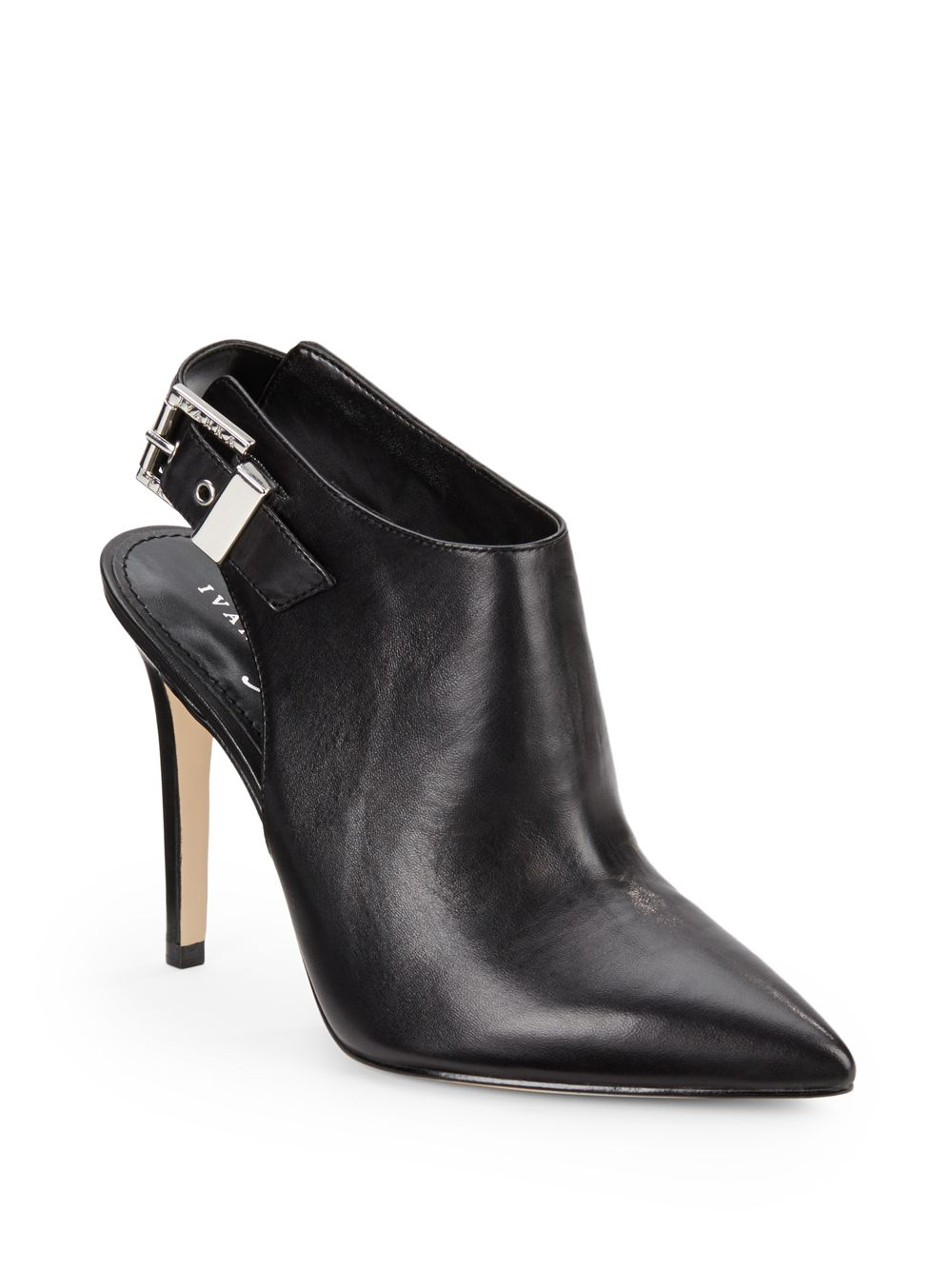 Ivanka trump Sardi Leather Point-Toe Ankle Boots in Black | Lyst
