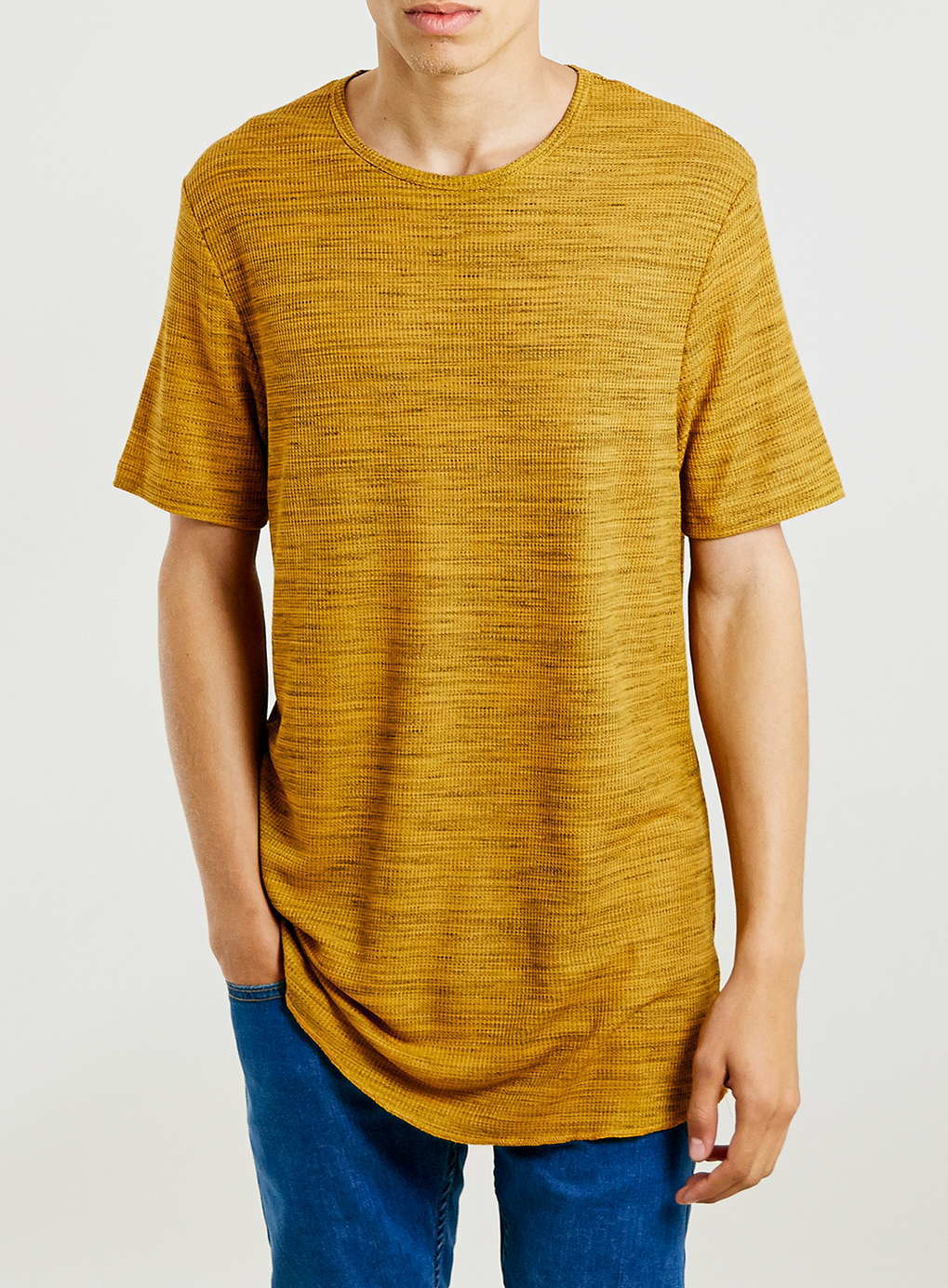 TOPMAN Synthetic Mustard Waffle Slim Fit T-shirt in Yellow for Men - Lyst