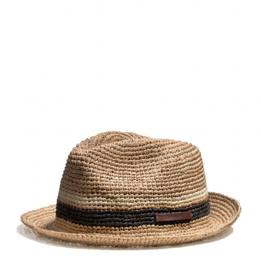 COACH Packable Straw Fedora in Brown for Men