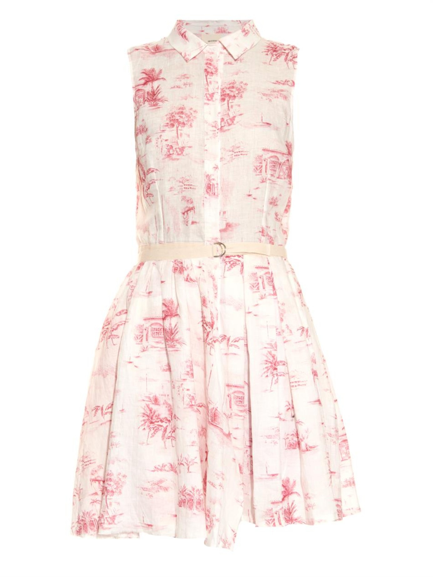 Lyst - Band Of Outsiders Toile-de-jouy Print Linen Dress