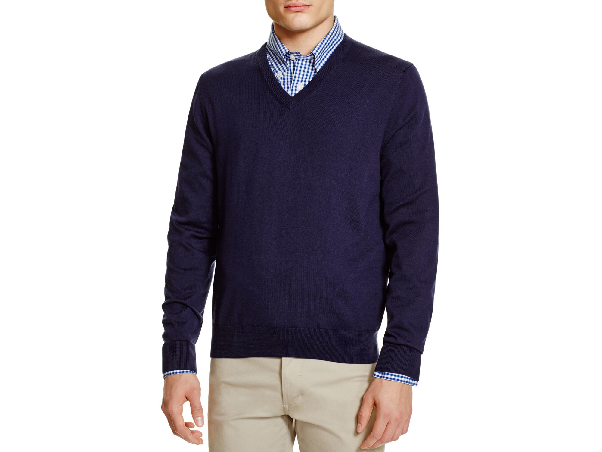 Brooks Brothers Supima Cotton V-neck Sweater in Blue for Men | Lyst