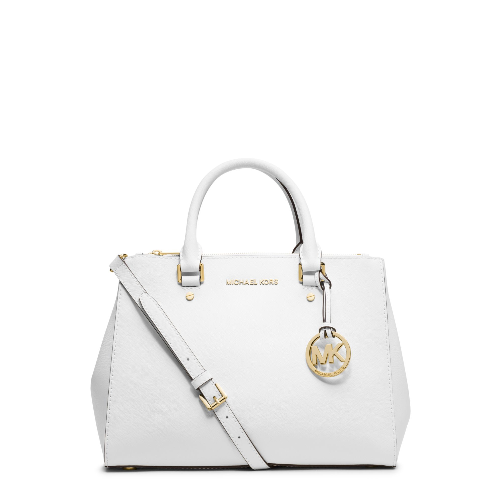 mk white satchel