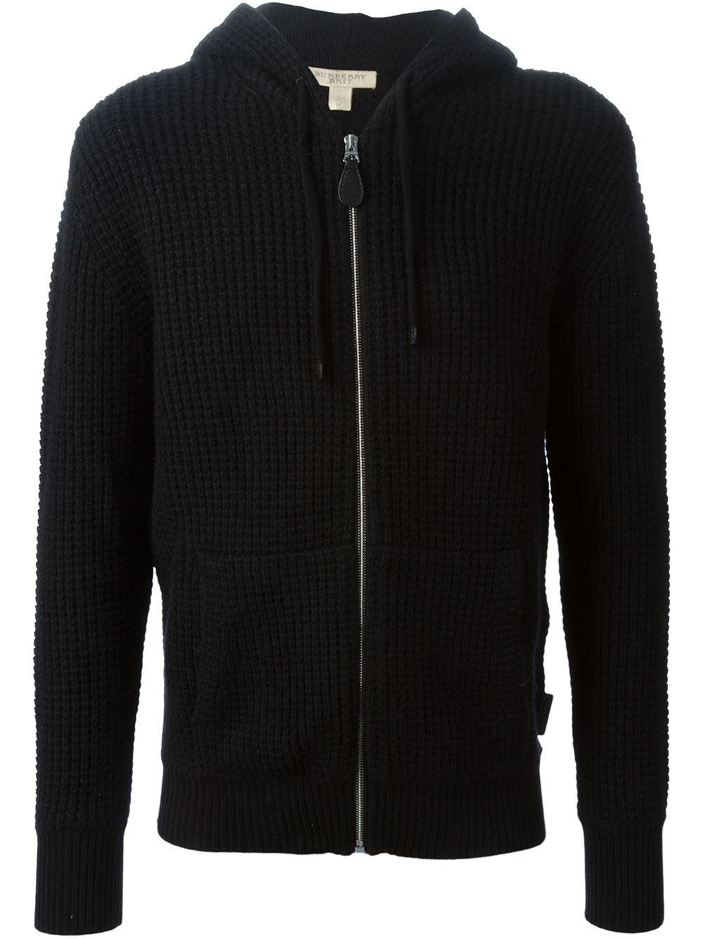 black knitted hoodie