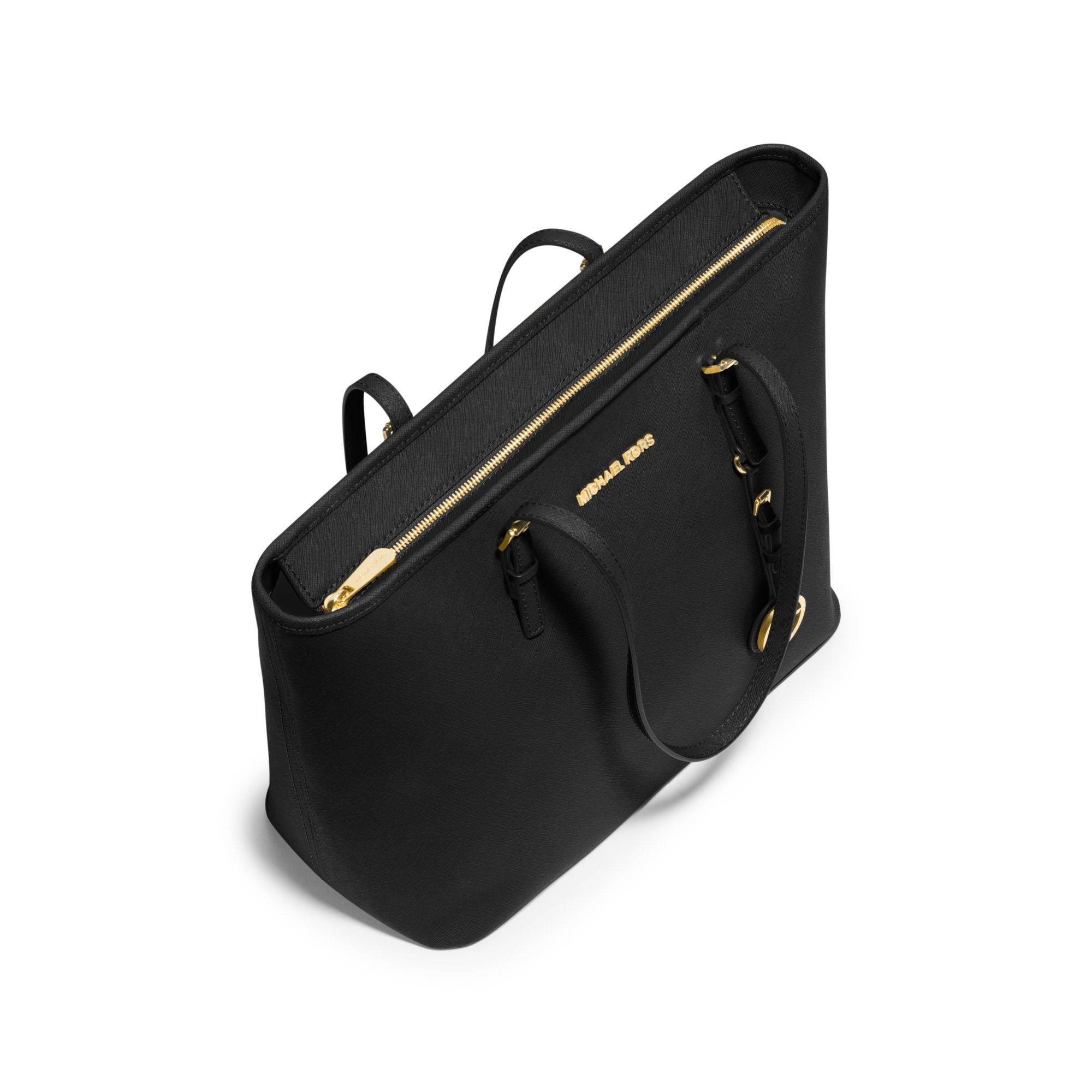 Michael Kors Jet Set Large Saffiano Leather Tote Bag in Black - Lyst