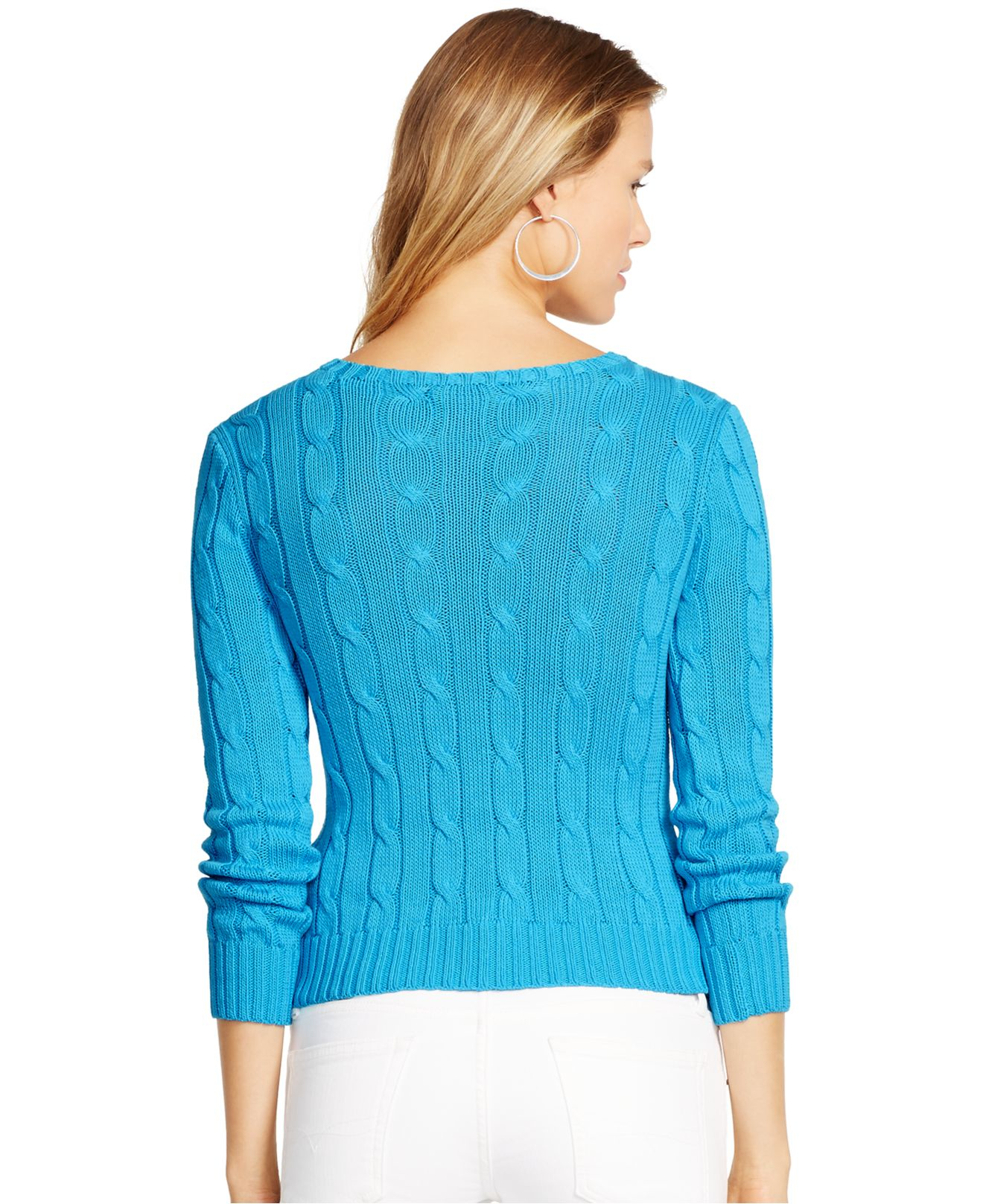 Polo Ralph Lauren Cable-knit Cotton Sweater in Blue - Lyst
