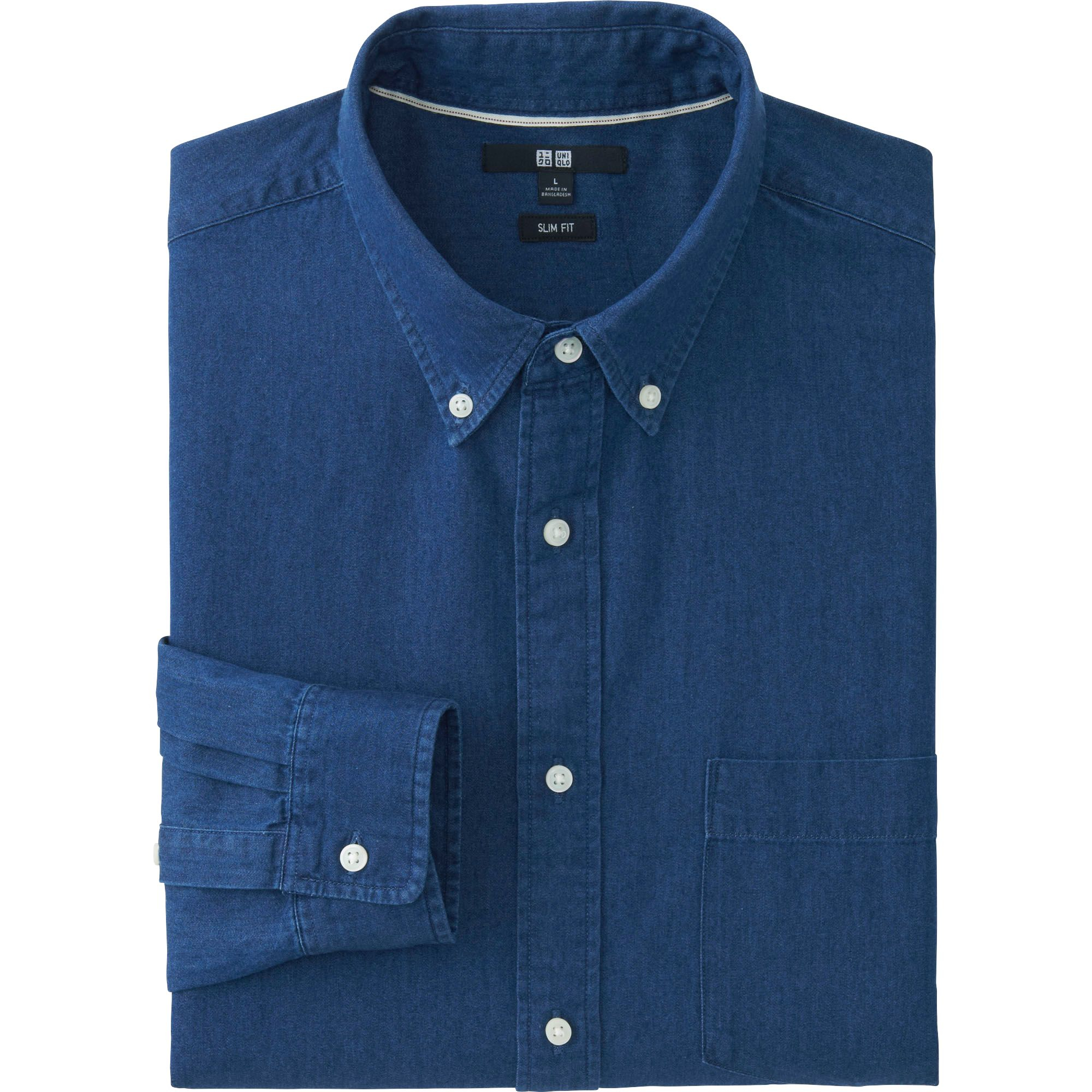 Uniqlo Men's Slim-fit Denim Shirt in Blue for Men | Lyst