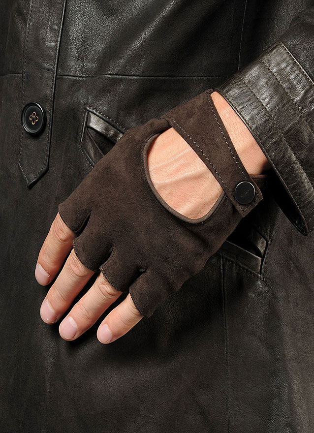 suede fingerless gloves