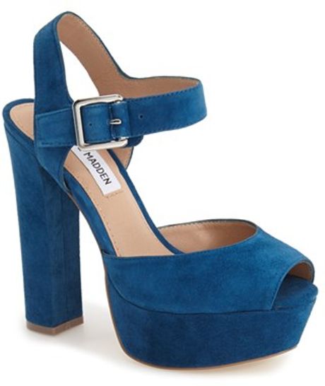 Steve Madden Jillyy Platform Sandal in Blue (BLUE SUEDE) | Lyst