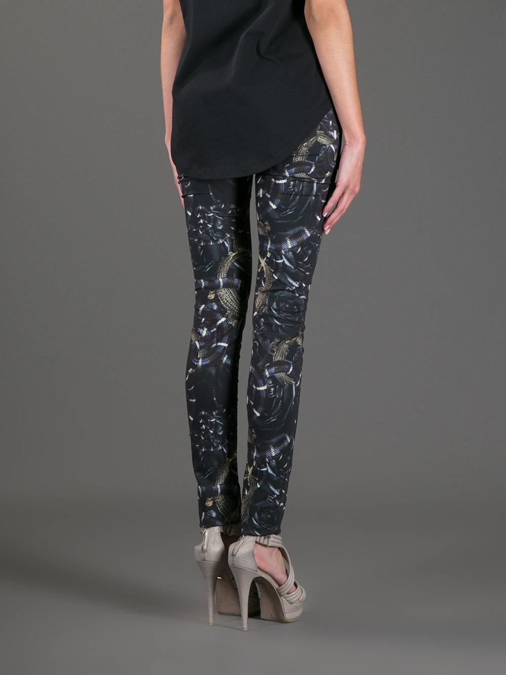 Philipp Plein Snake Print Jean in Black - Lyst