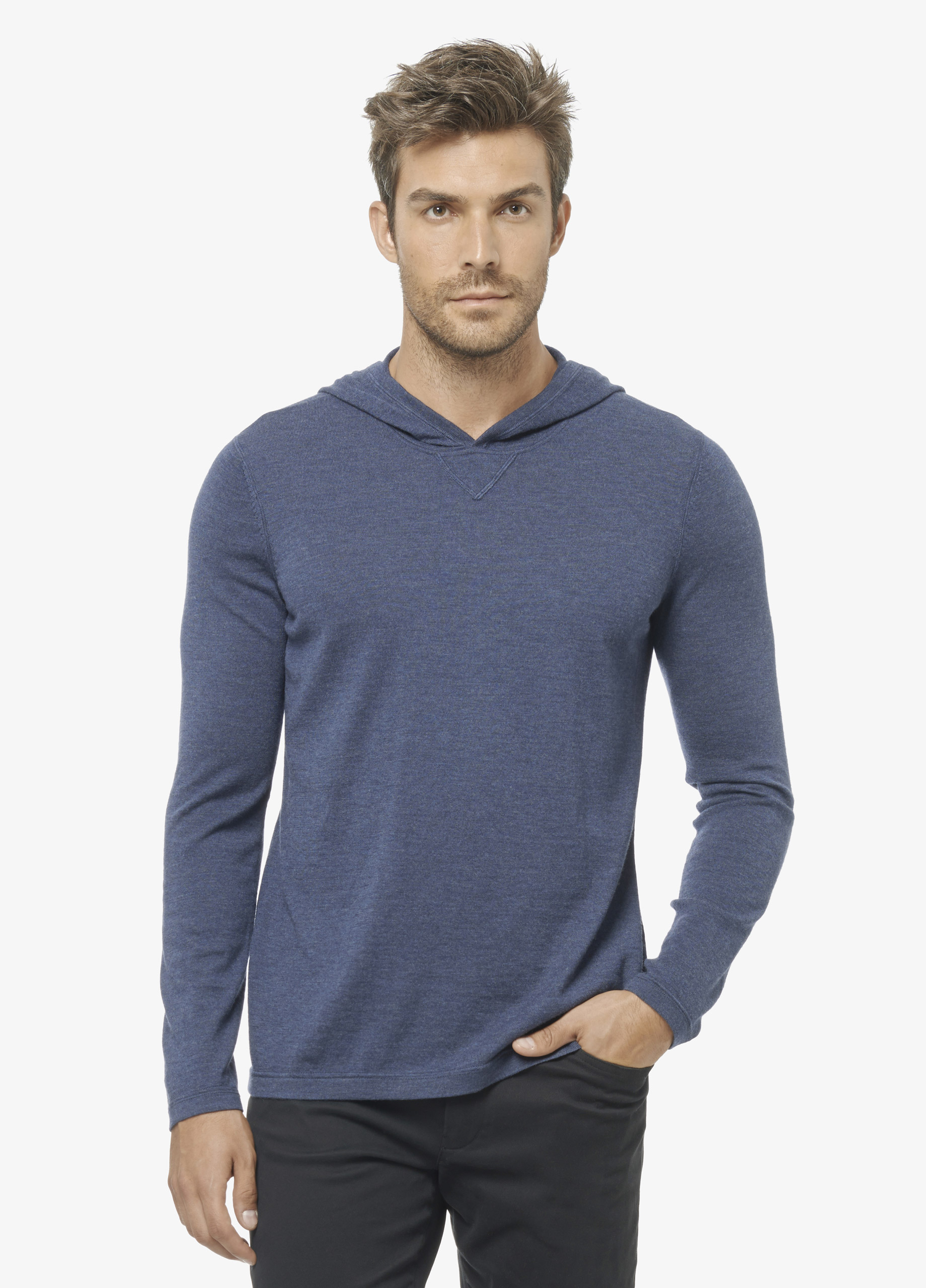 Vince Featherweight Wool Cashmere Hoodie in Blue for Men - Lyst
