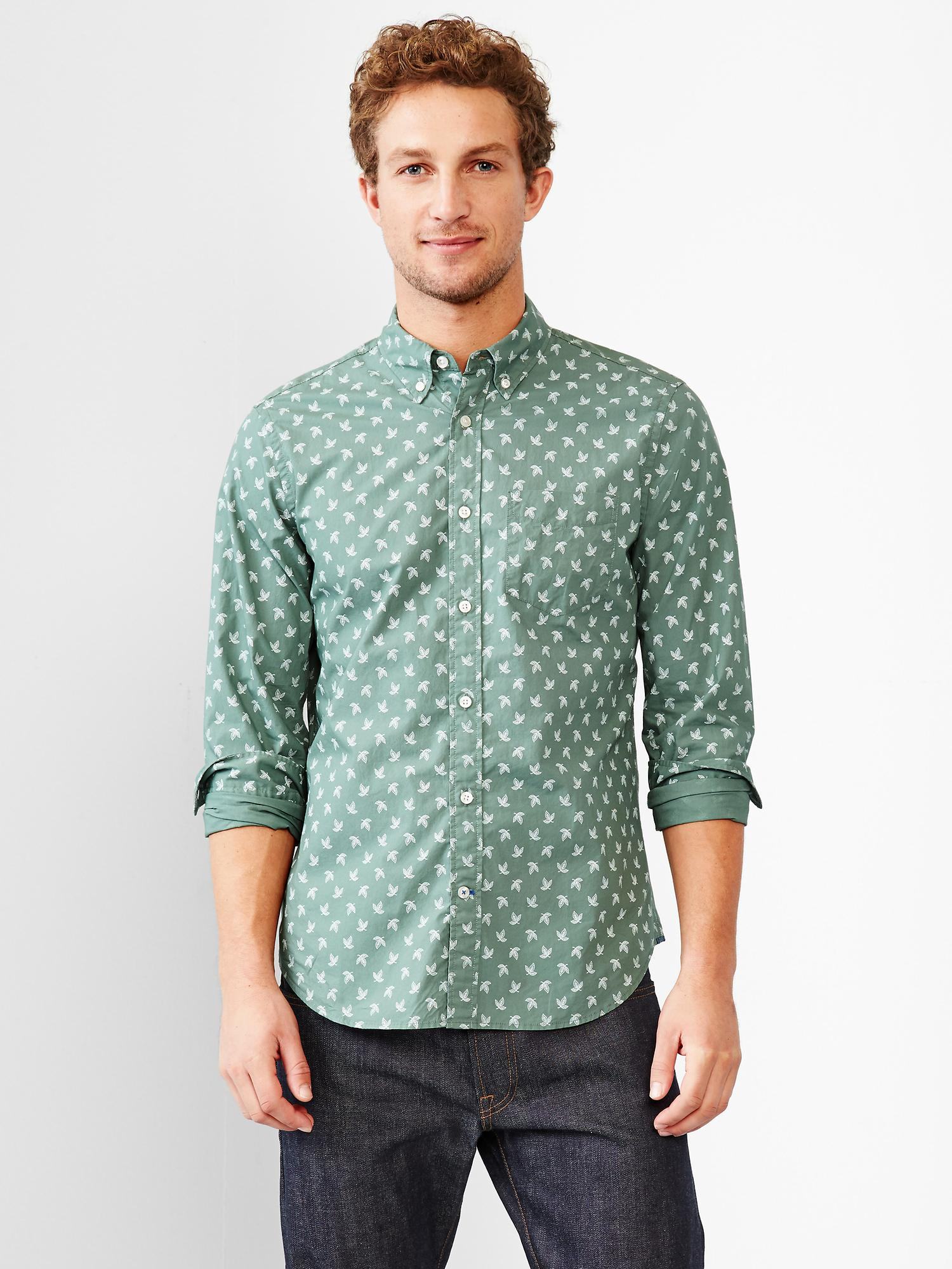 Gap Green Leaf Print Shirt for Men Lyst
