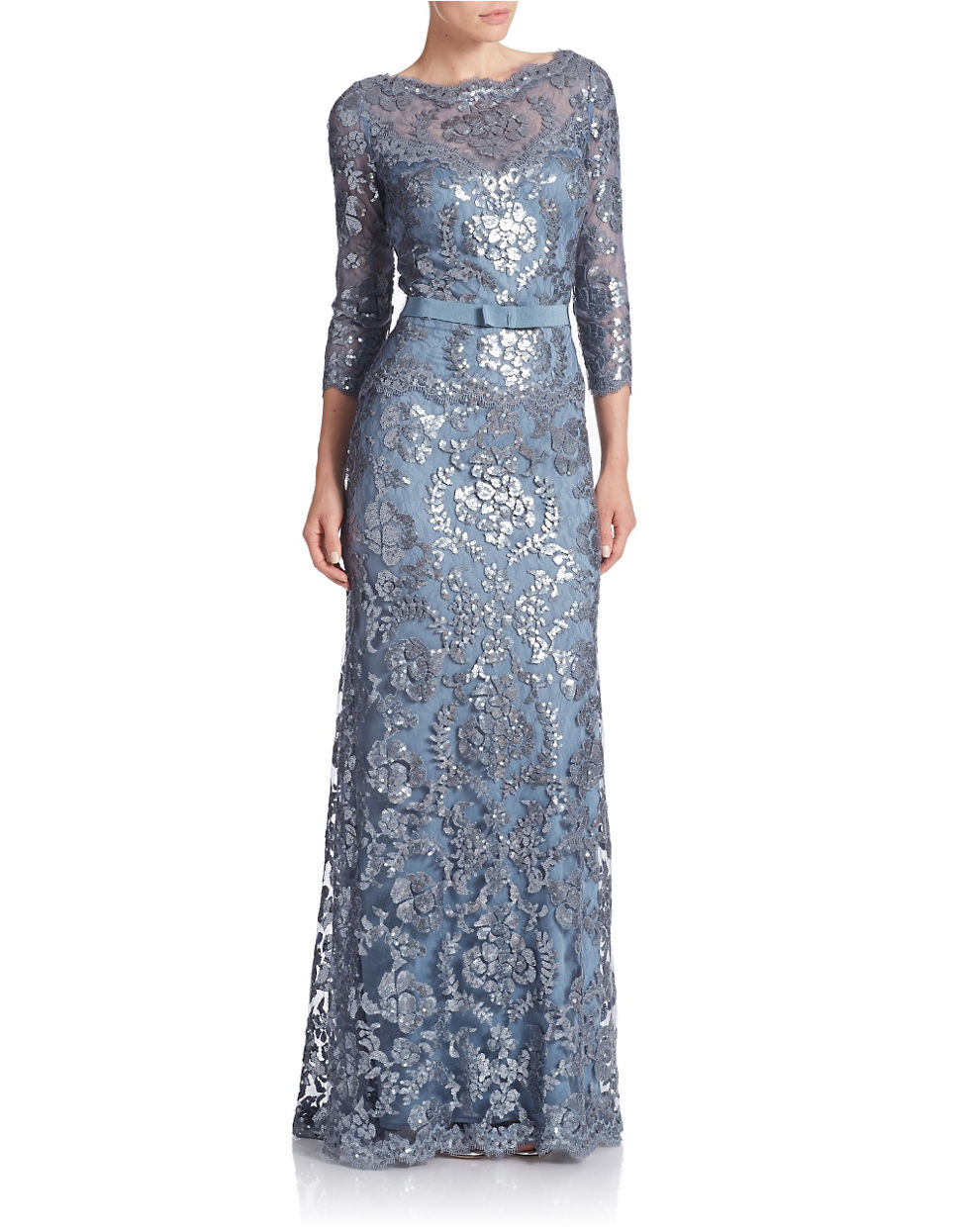 tadashi sequin lace gown