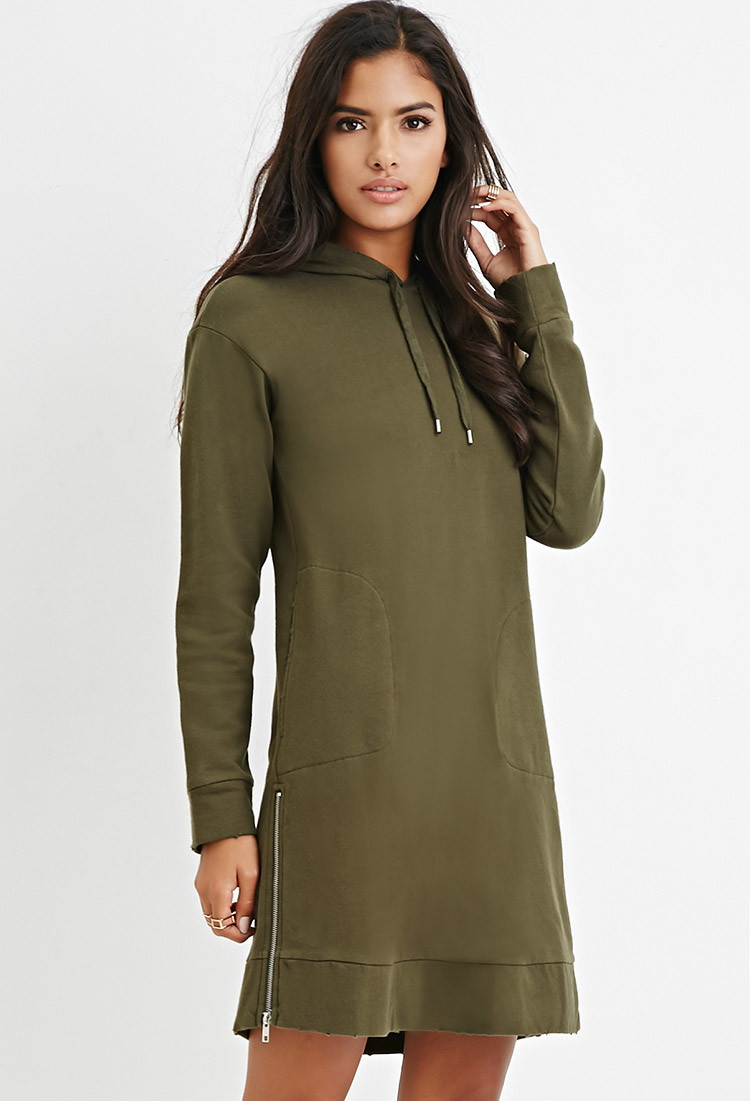 olive green hoodie dress