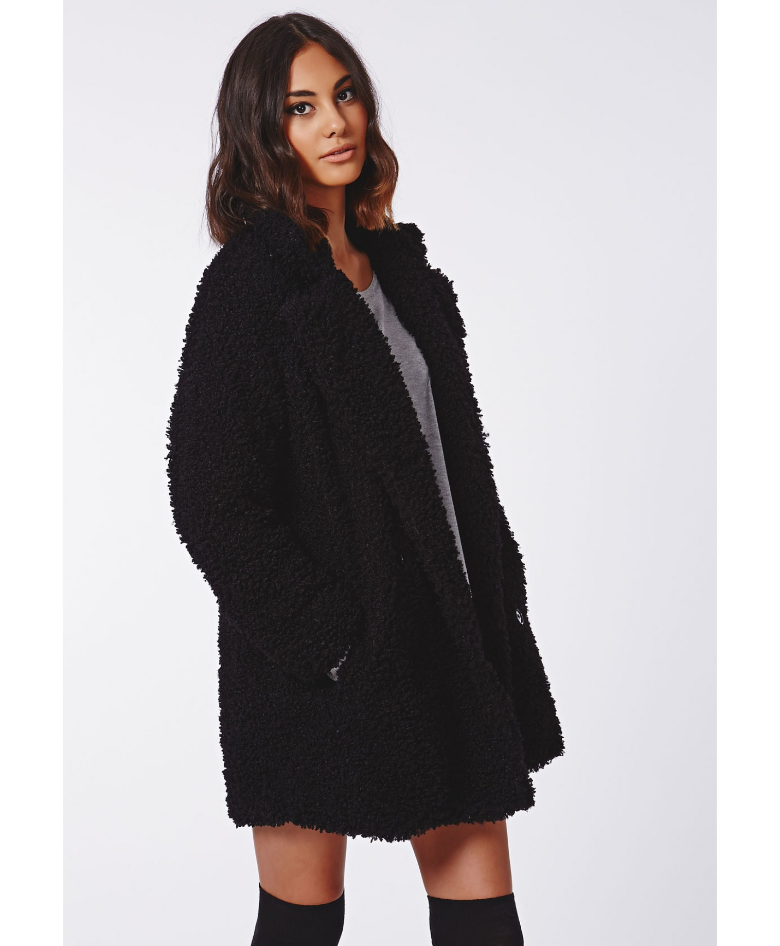 black fur teddy coat