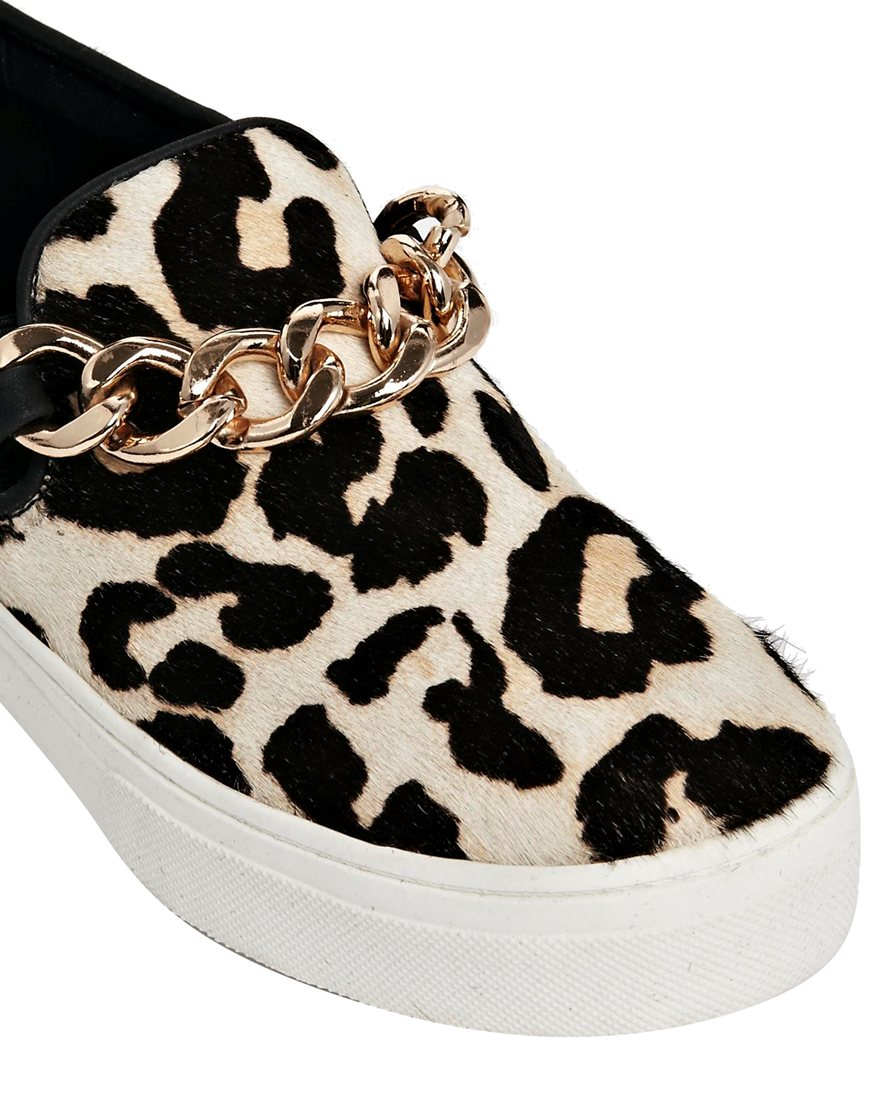 ALDO Leopard Print Chain Detail Slip On Sneakers in Pink - Lyst