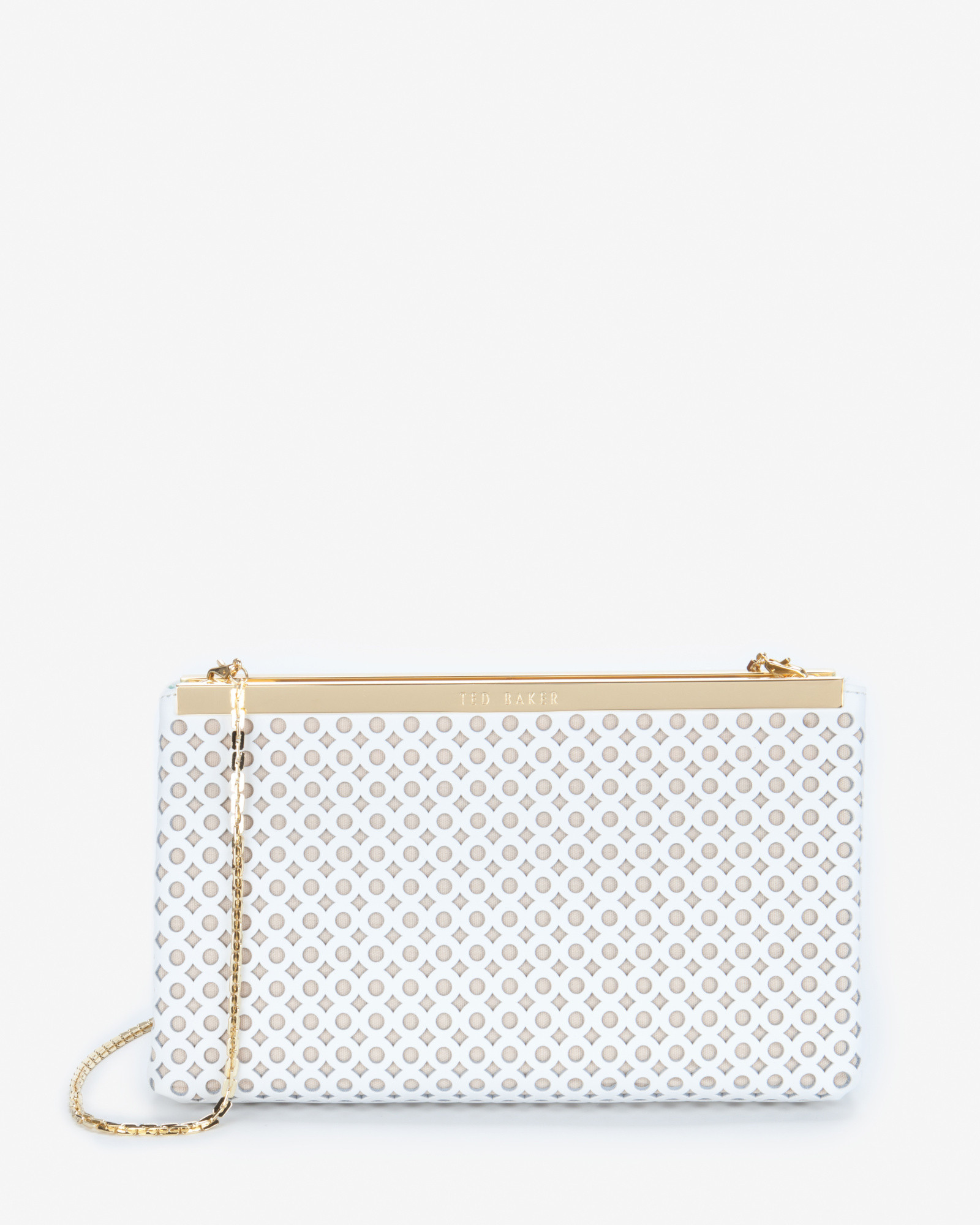 Lyst Ted Baker Kala Cut Out Leather Clutch Bag in White