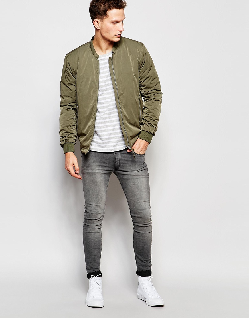 Selected Elected Homme Bomber Jacket in Green for Men | Lyst